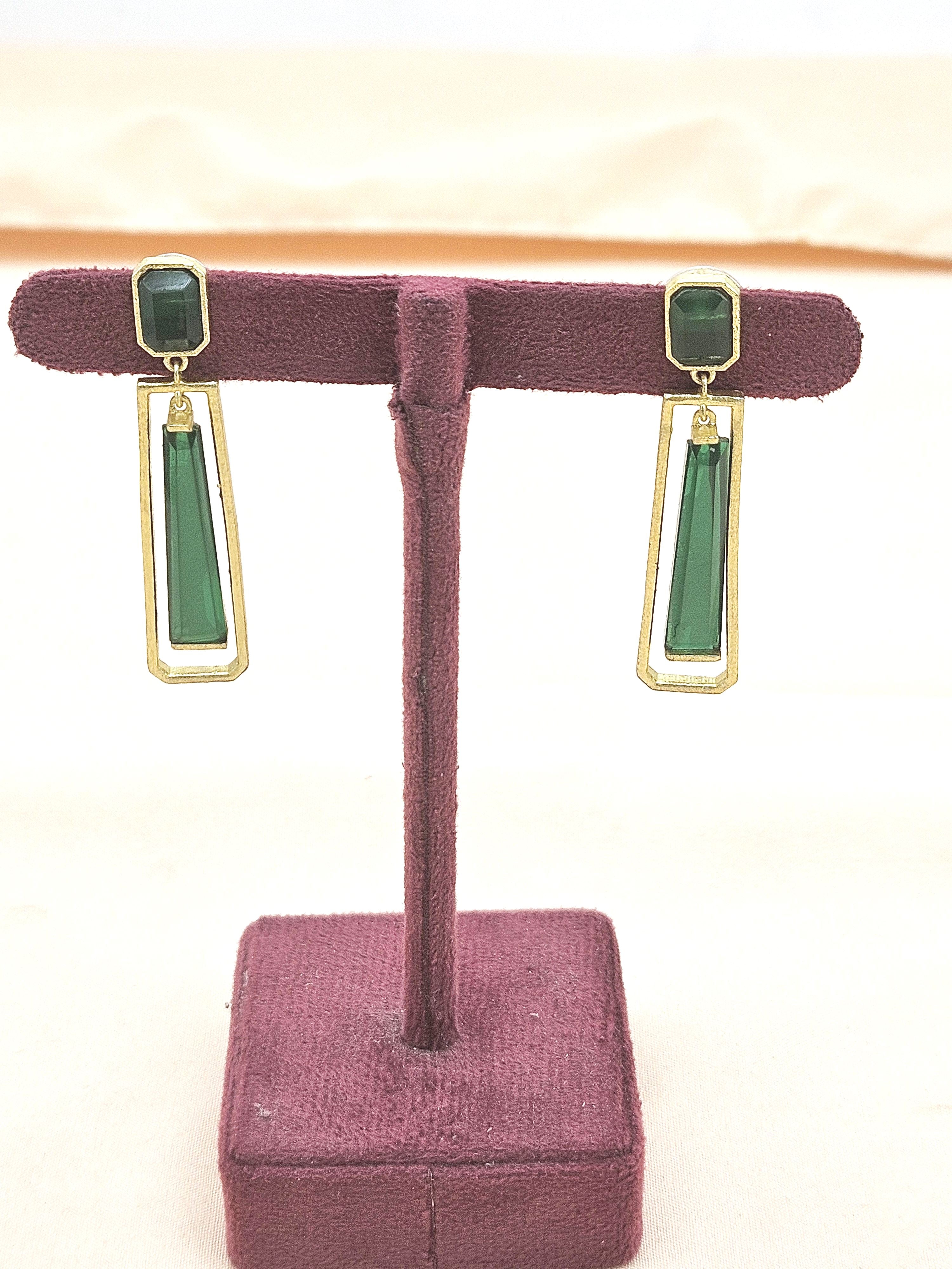 Artisan Gold Plated Semi Precious Gemstone Dangle Earrings | Unique Fashion Jewelry Gift for Her