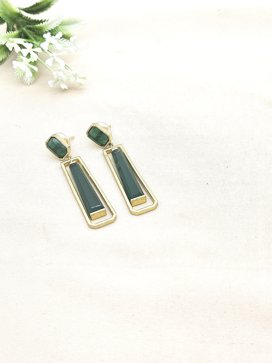 Artisan Gold Plated Semi Precious Gemstone Dangle Earrings | Unique Fashion Jewelry Gift for Her
