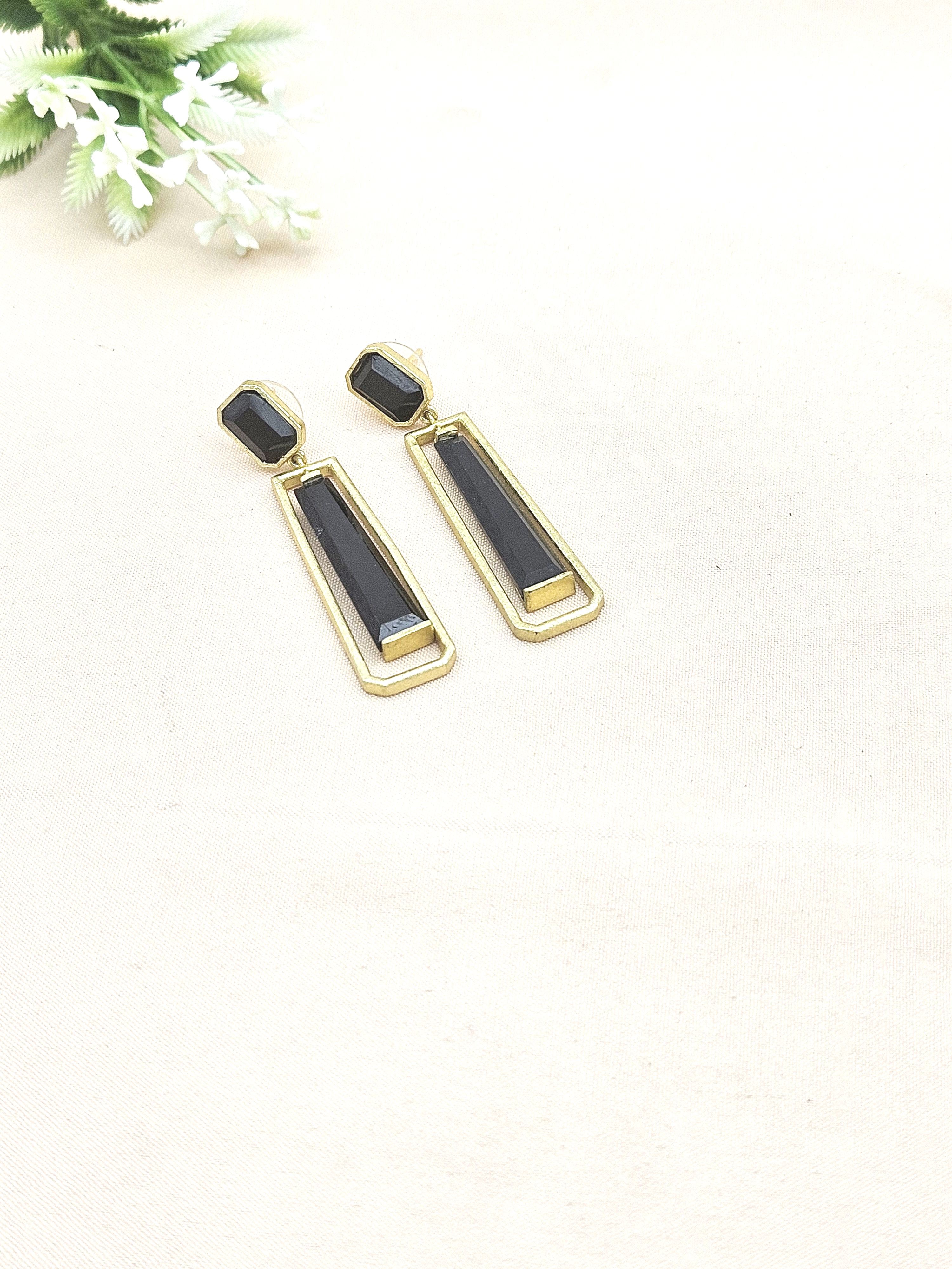 Artisan Gold Plated Semi Precious Gemstone Dangle Earrings | Unique Fashion Jewelry Gift for Her