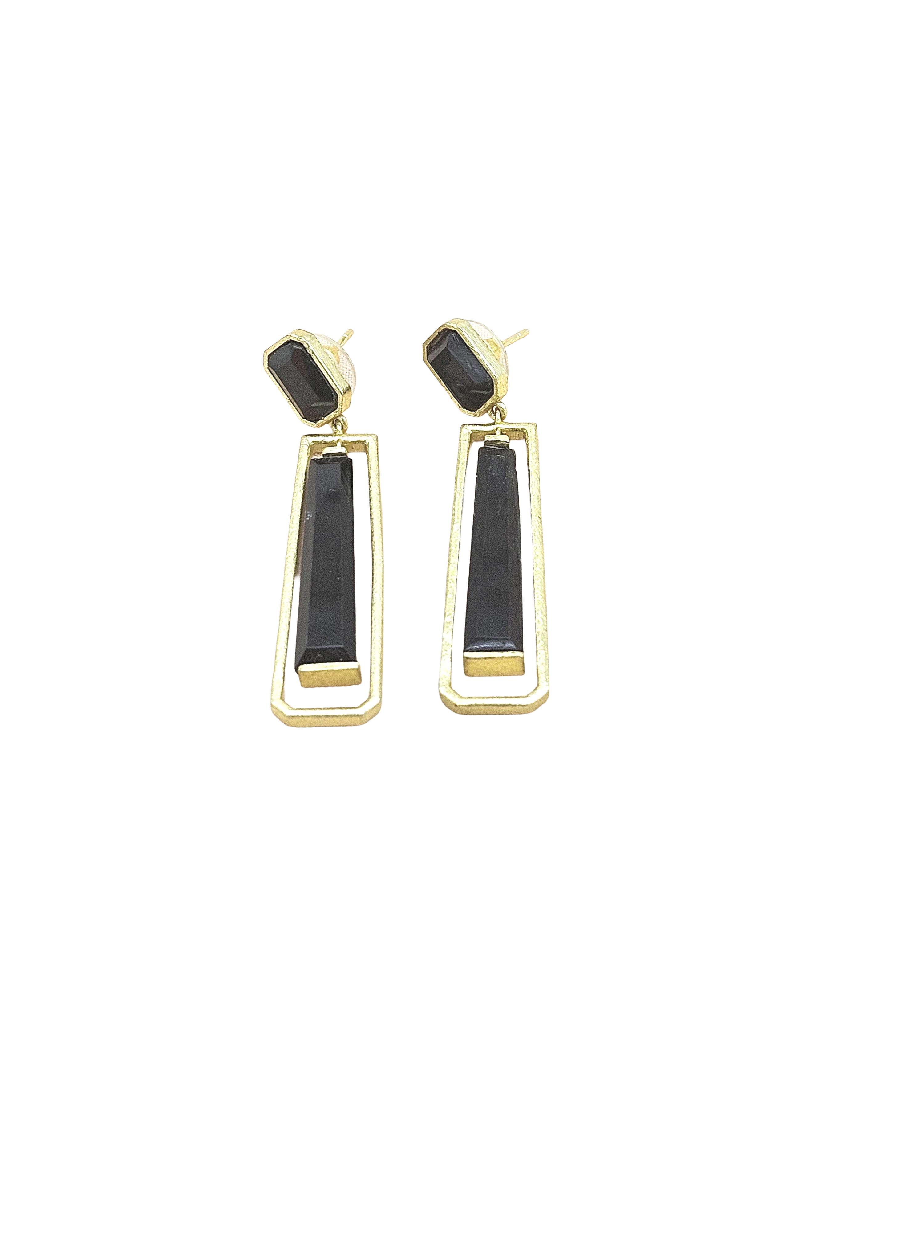 Artisan Gold Plated Semi Precious Gemstone Dangle Earrings | Unique Fashion Jewelry Gift for Her