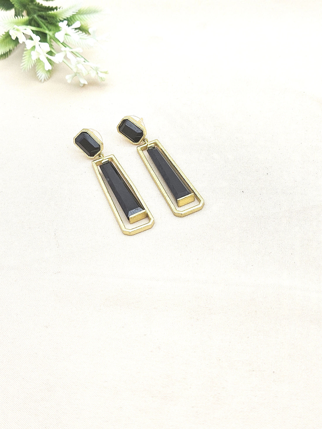 Artisan Gold Plated Semi Precious Gemstone Dangle Earrings | Unique Fashion Jewelry Gift for Her