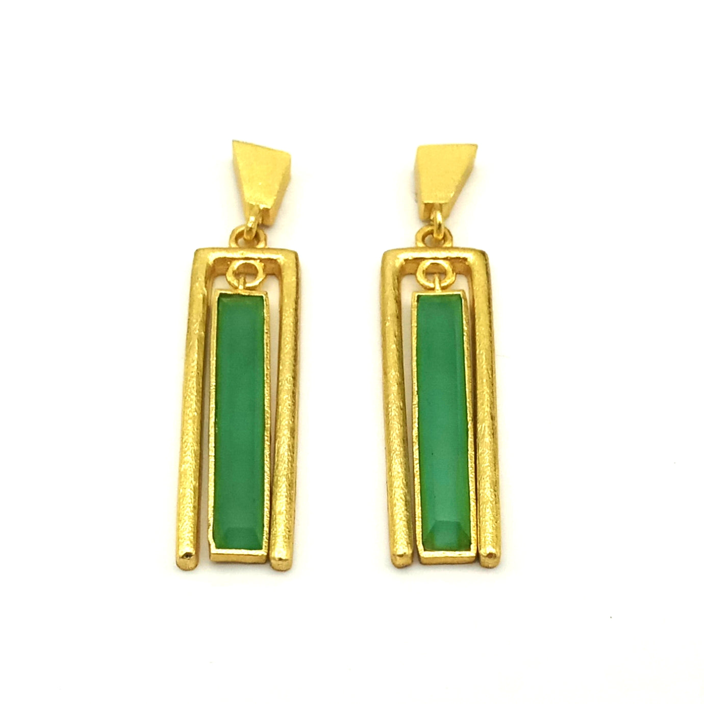 Contemporary Gold Plated Aquamarine Geometric Designer Dangle Earrings