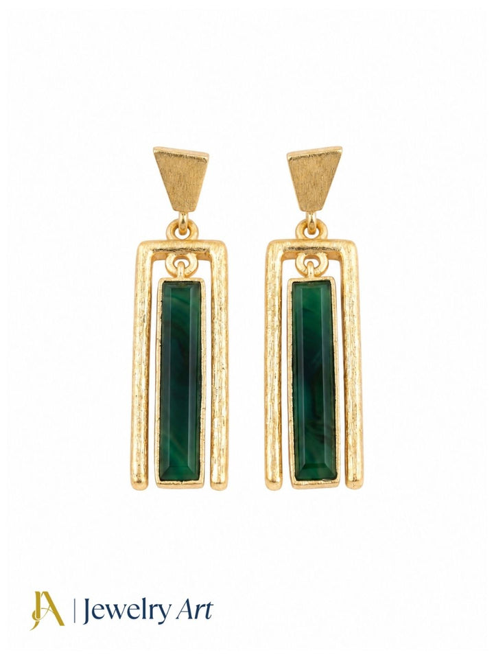 Designer aquamarine drop earrings featuring rectangular gemstone accents and artisan craftsmanship

