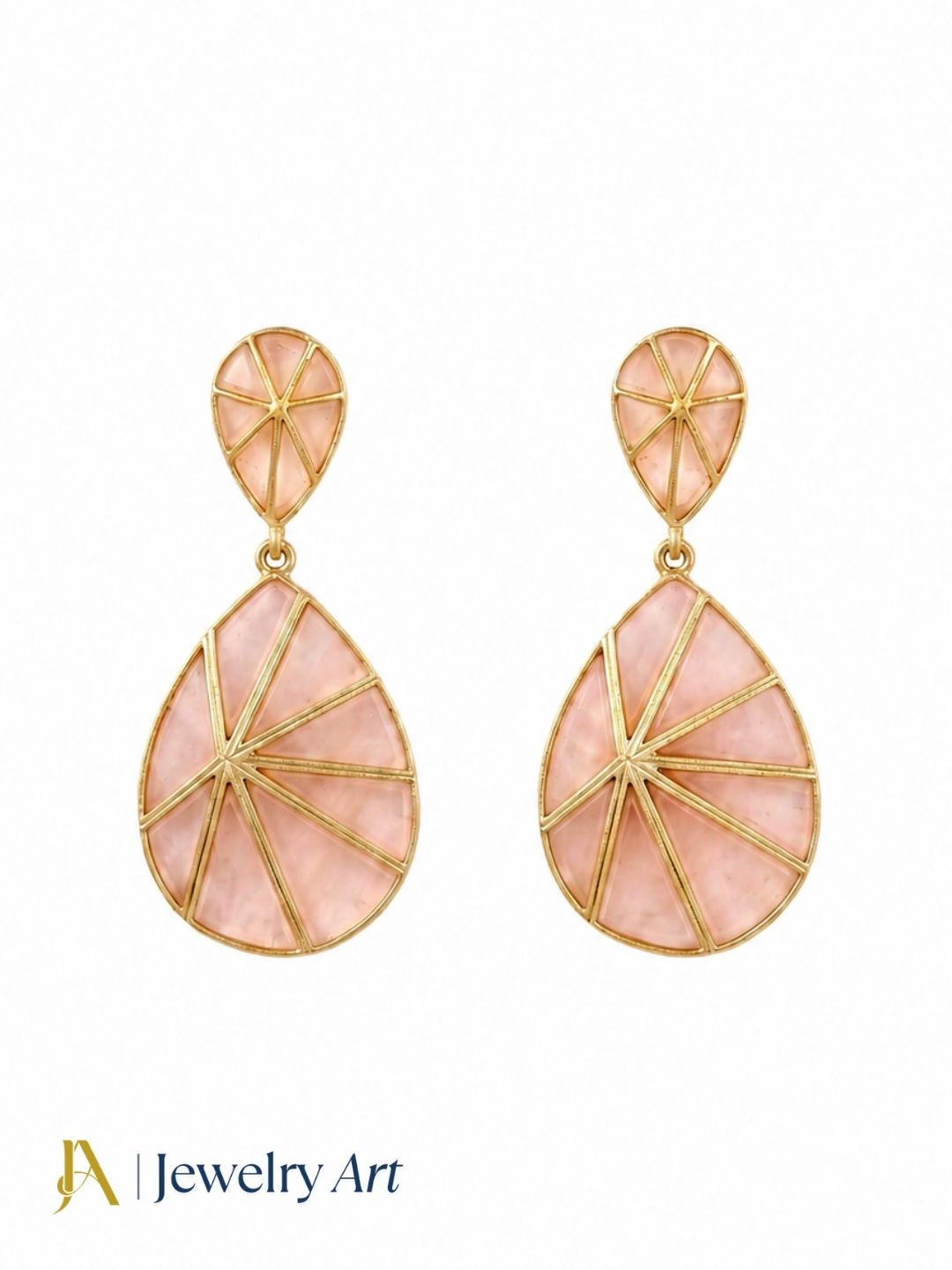 Fine Artistic Matte finish Gold plated Semi Precious Stone Chips Charming designer Party Wear Earrings