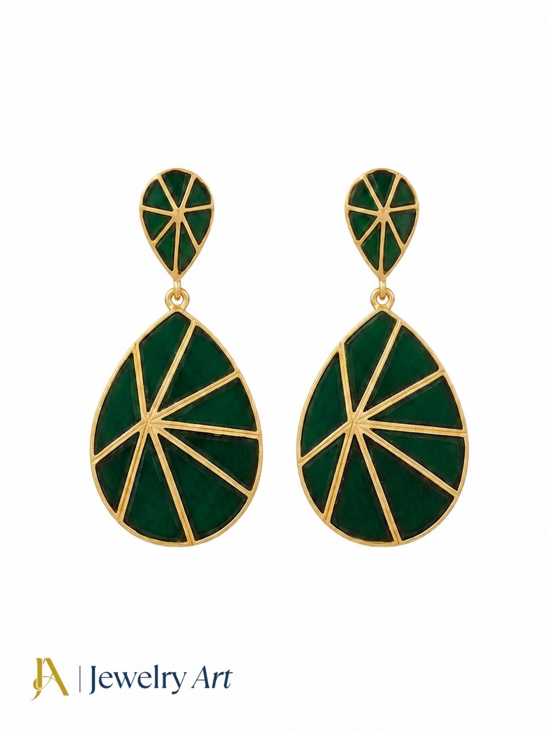 Fine Artistic Matte finish Gold plated Semi Precious Stone Chips Charming designer Party Wear Earrings