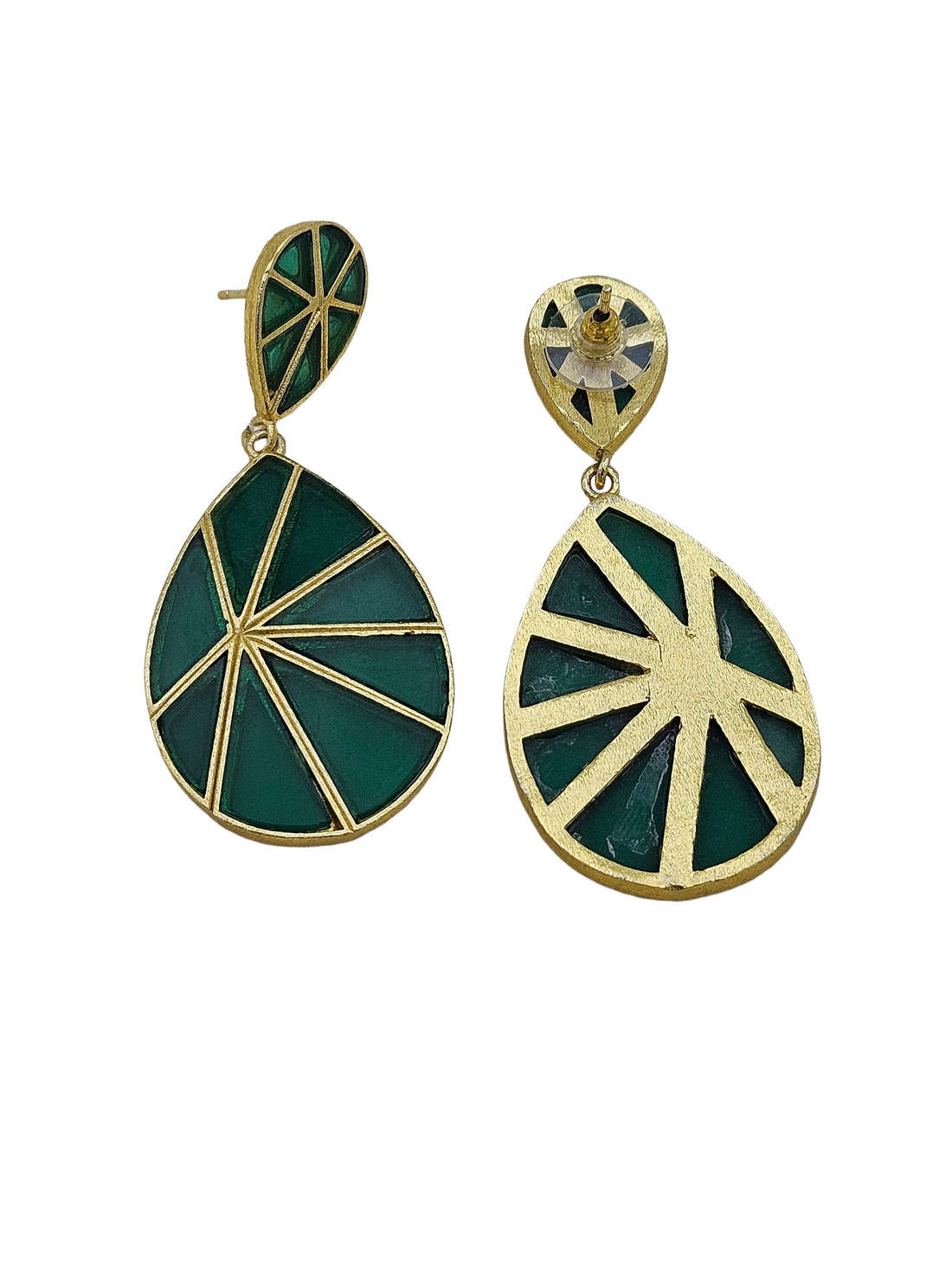 Fine Artistic Matte finish Gold plated Semi Precious Stone Chips Charming designer Party Wear Earrings