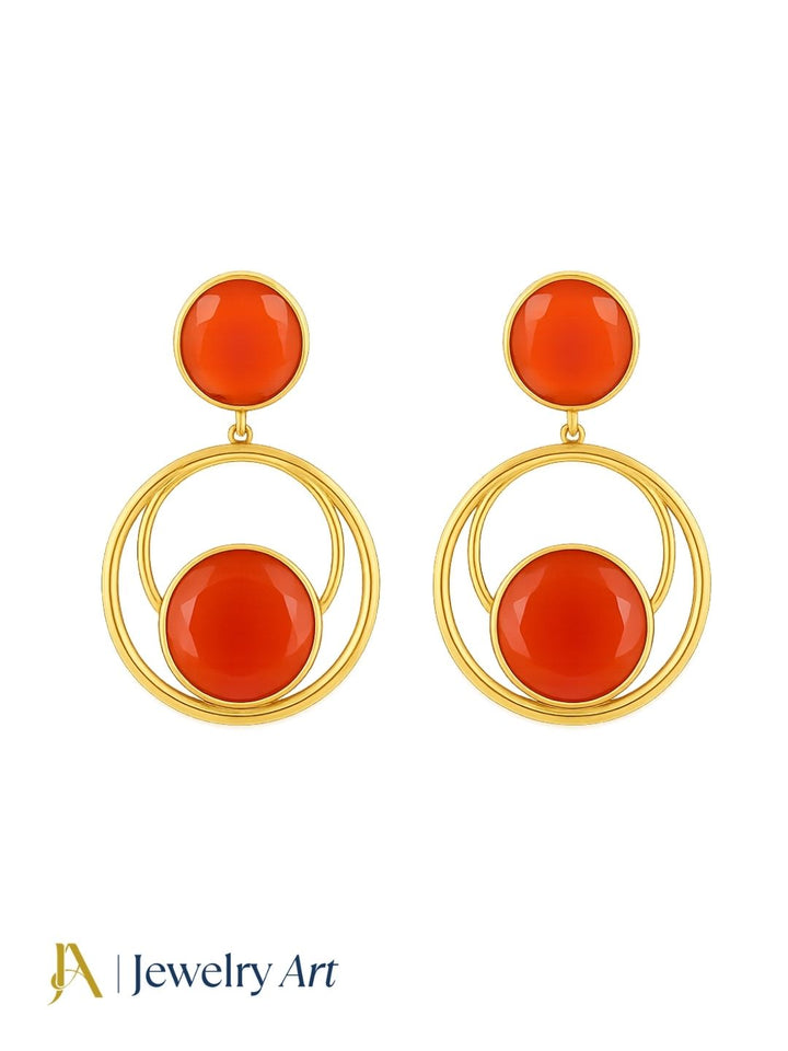 Lightweight gold plated Carnelian gemstone dangle earrings
