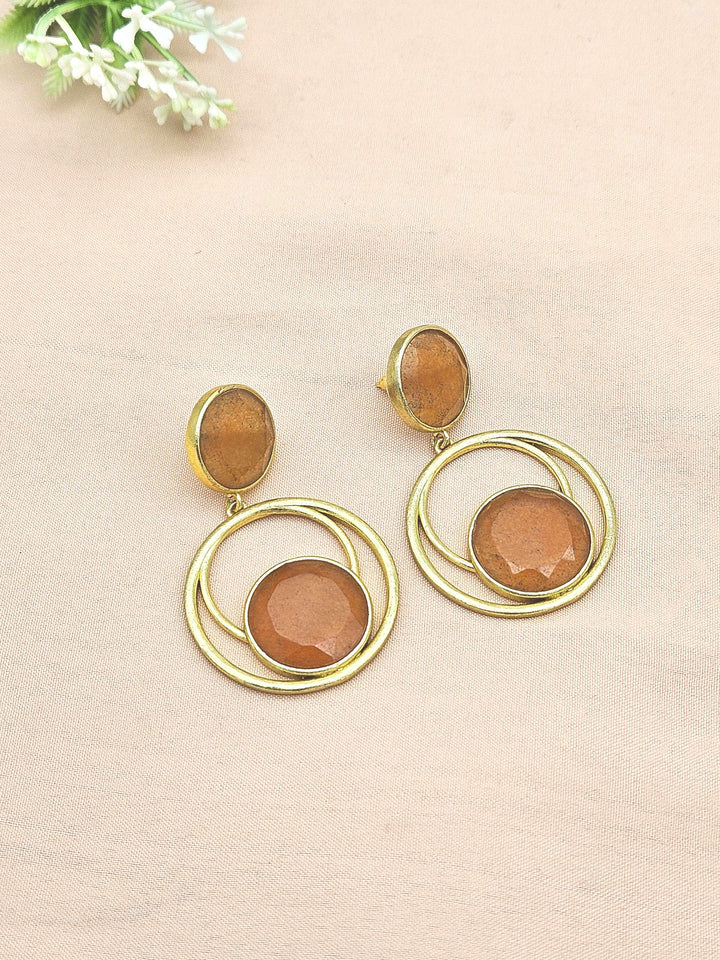 Awesome Gold plated Carnelian Semi Precious Gem Stone Cute Designer light Weight Dangle Drop Earrings