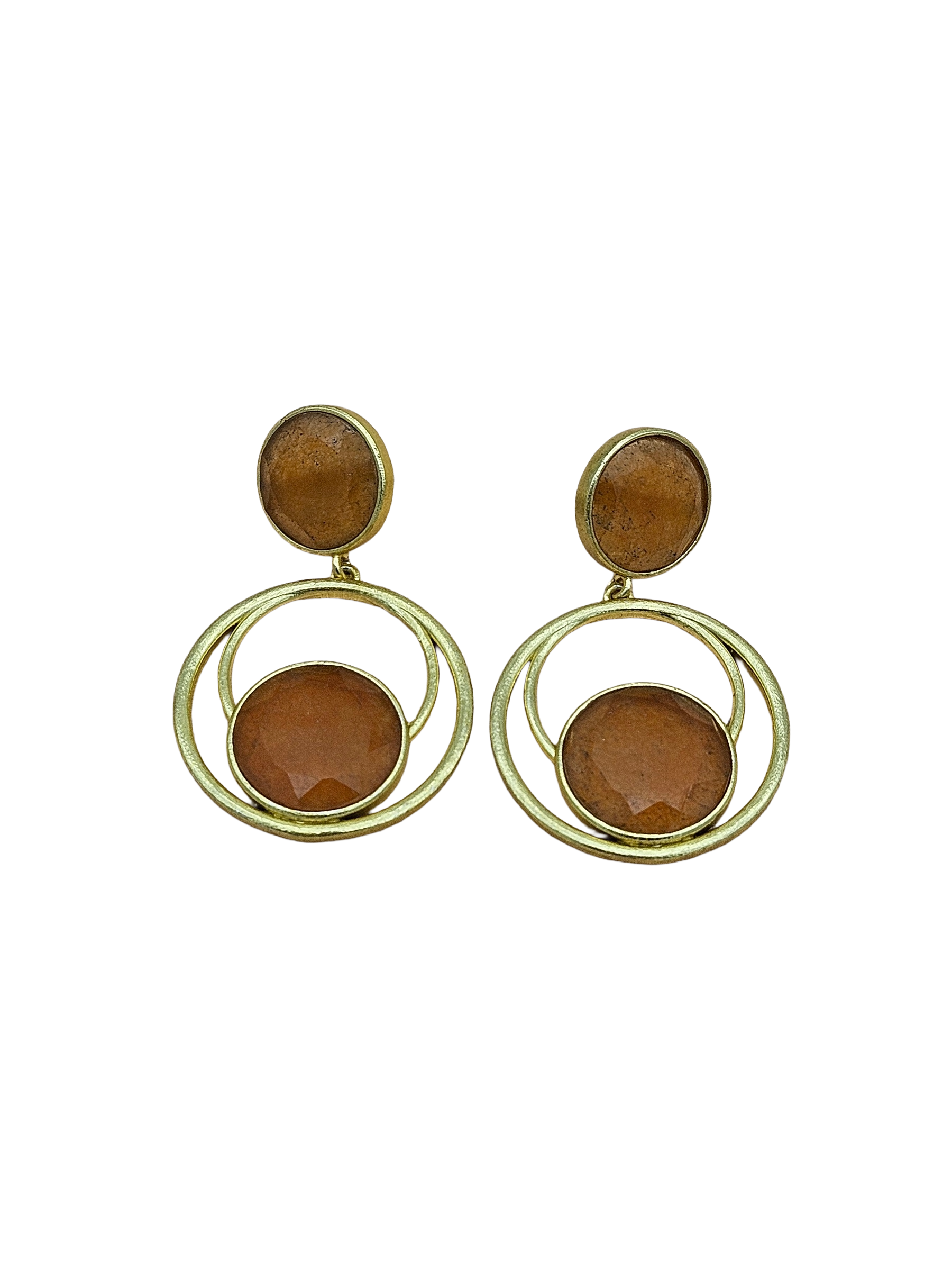 Awesome Gold plated Carnelian Semi Precious Gem Stone Cute Designer light Weight Dangle Drop Earrings