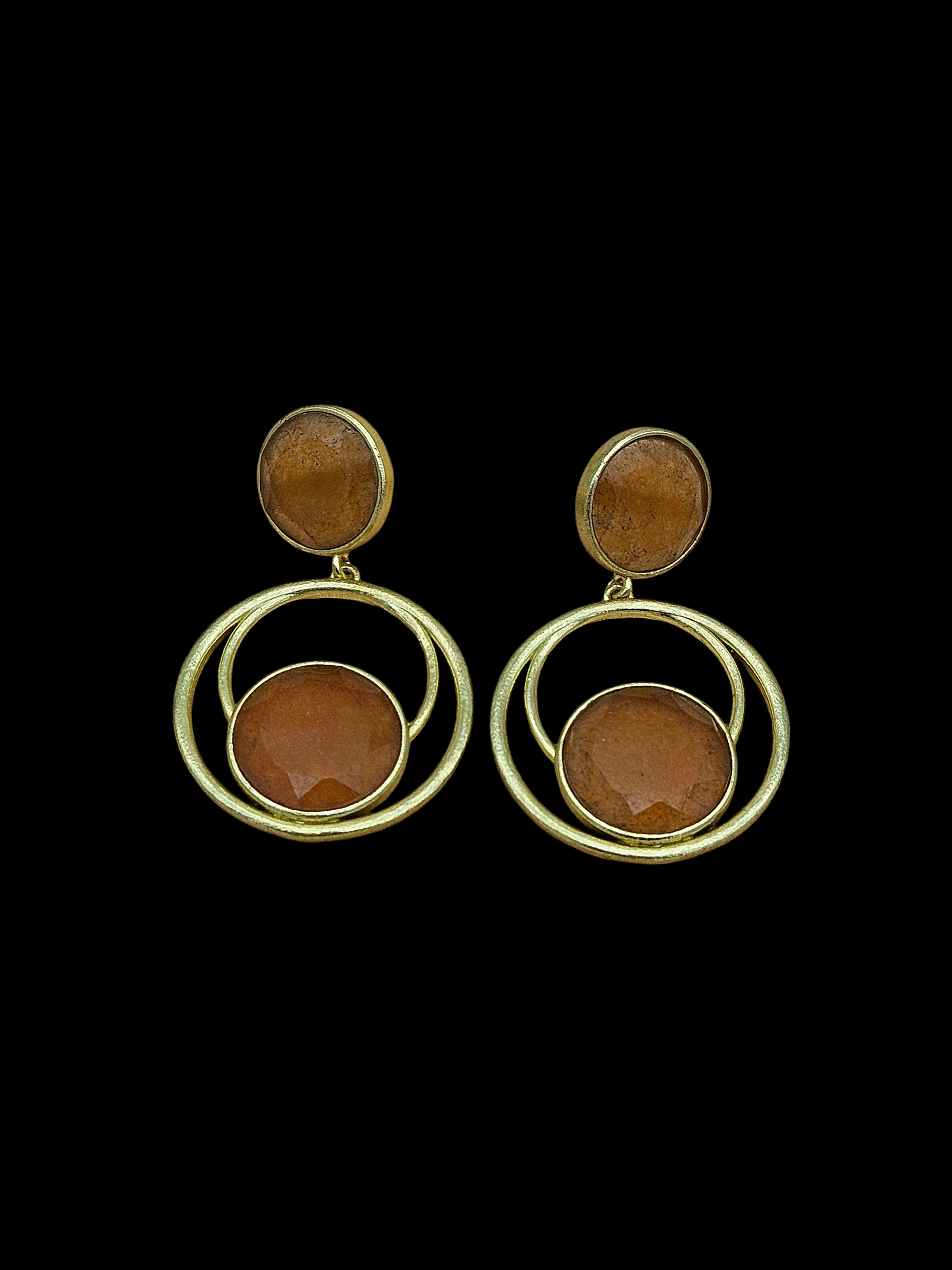 Awesome Gold plated Carnelian Semi Precious Gem Stone Cute Designer light Weight Dangle Drop Earrings