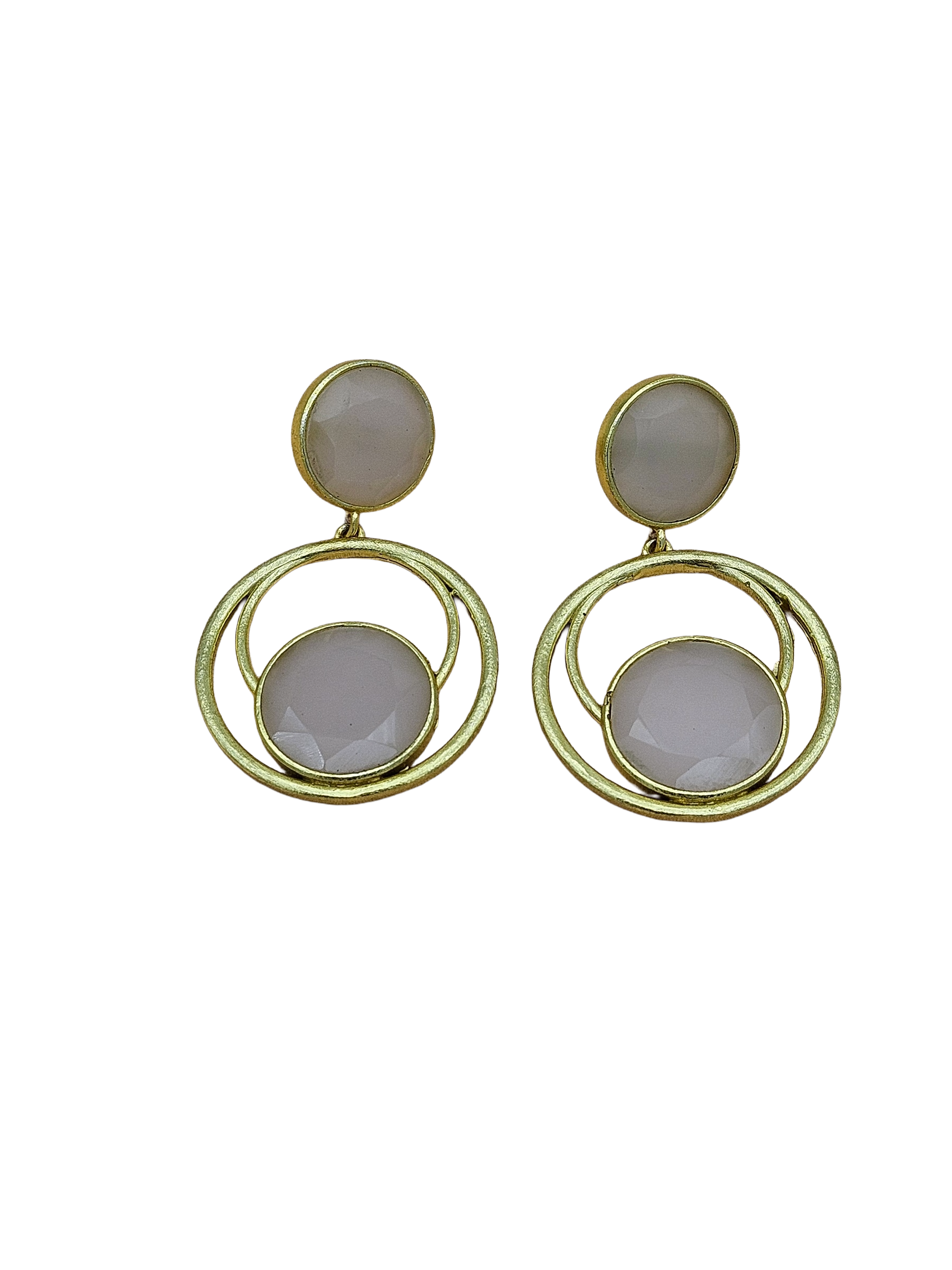 Awesome Gold plated Rose Quartz Semi Precious Gem Stone Cute Designer light Weight Dangle Drop Earrings