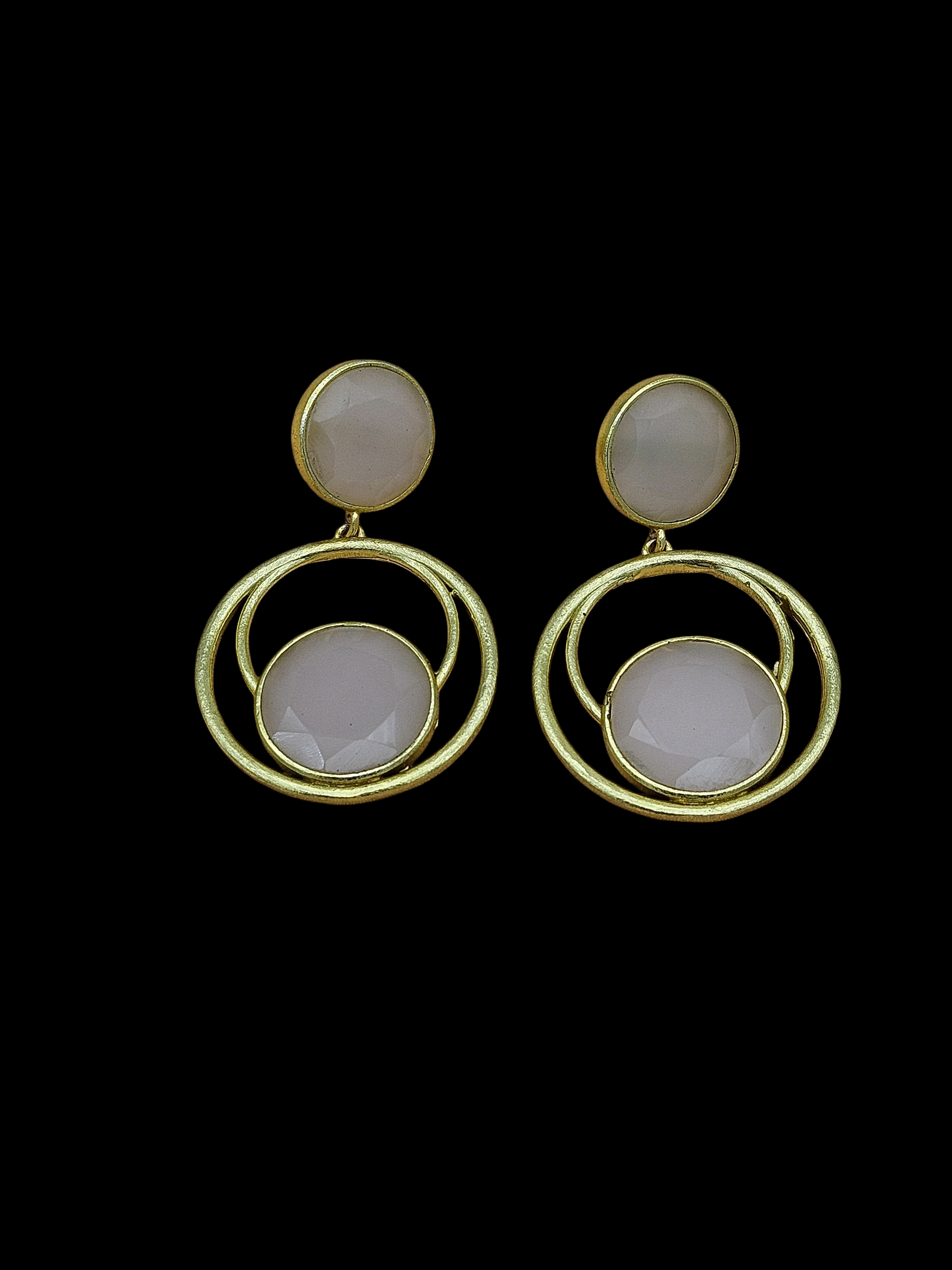 Awesome Gold plated Rose Quartz Semi Precious Gem Stone Cute Designer light Weight Dangle Drop Earrings