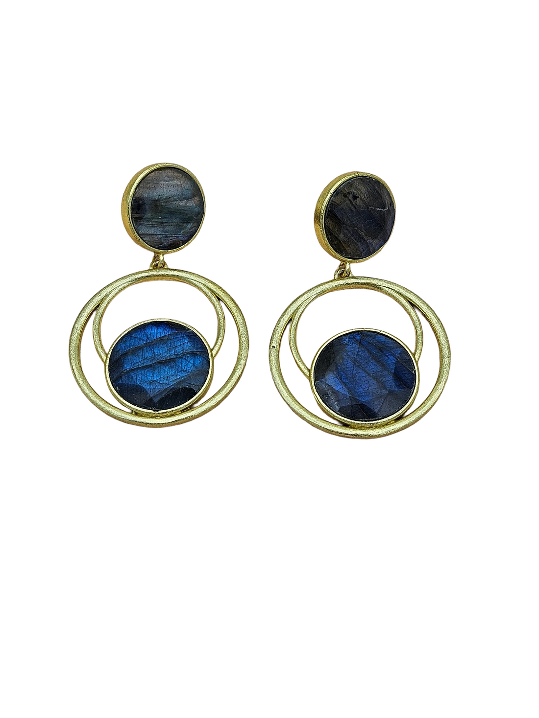 Awesome Gold plated Labradorite Semi Precious Gem Stone Cute Designer light Weight Dangle Drop Earrings