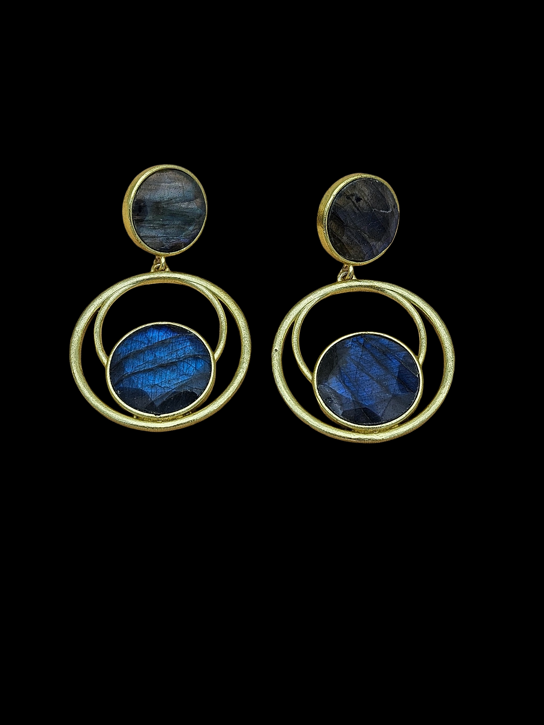 Awesome Gold plated Labradorite Semi Precious Gem Stone Cute Designer light Weight Dangle Drop Earrings