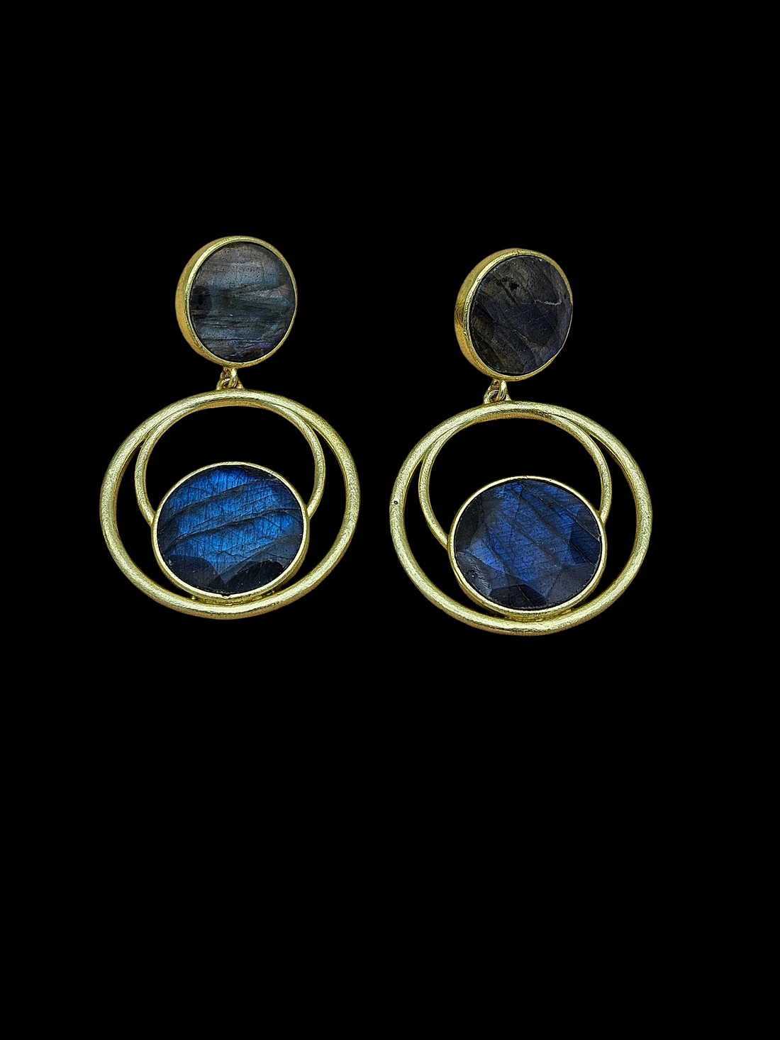 Awesome Gold plated Labradorite Semi Precious Gem Stone Cute Designer light Weight Dangle Drop Earrings