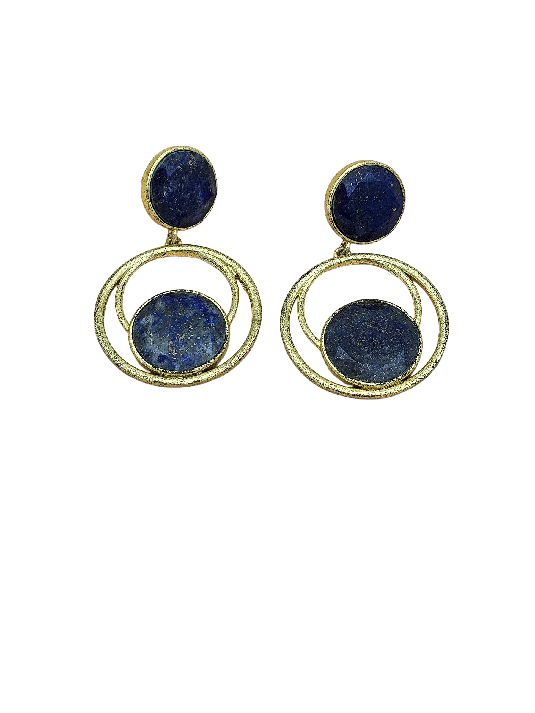 Awesome Gold plated Lapis Semi Precious Gem Stone Cute Designer light Weight Dangle Drop Earrings