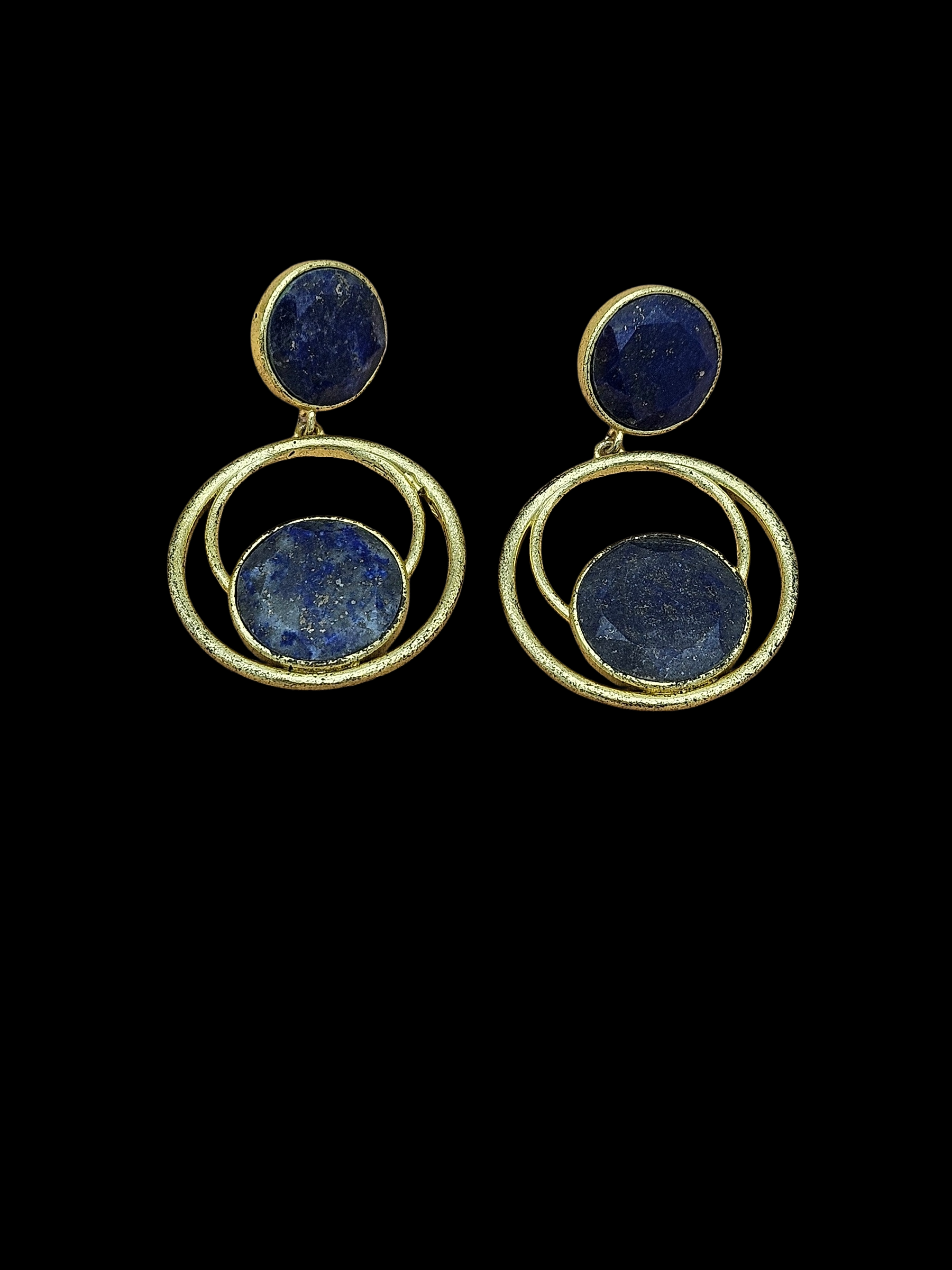 Awesome Gold plated Lapis Semi Precious Gem Stone Cute Designer light Weight Dangle Drop Earrings