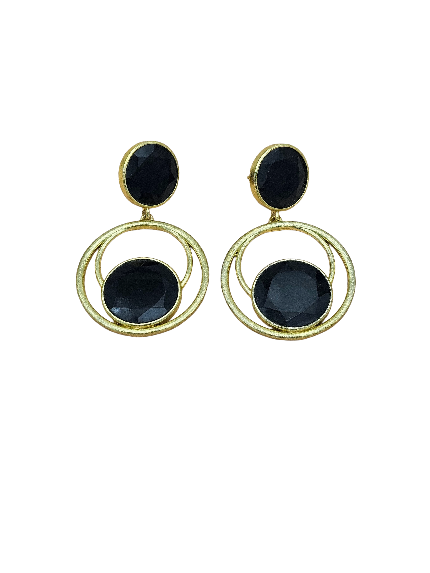 Awesome Gold plated Black Onyx Semi Precious Gem Stone Cute Designer light Weight Dangle Drop Earrings