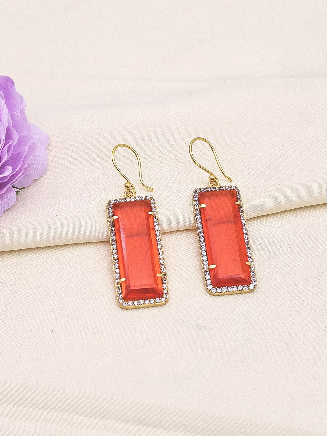 Charming Gold plated Hydro Quartz-CZ attractive Light weight Dangle Drop Earrings