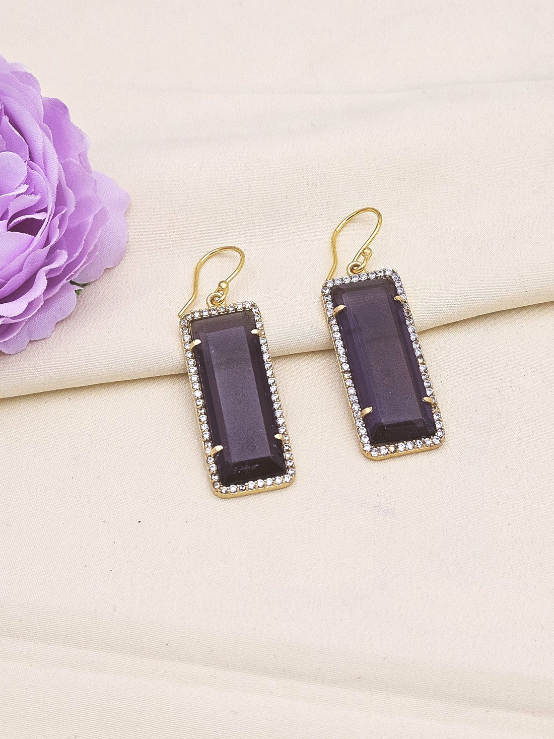 Charming Gold plated Hydro Quartz-CZ attractive Light weight Dangle Drop Earrings