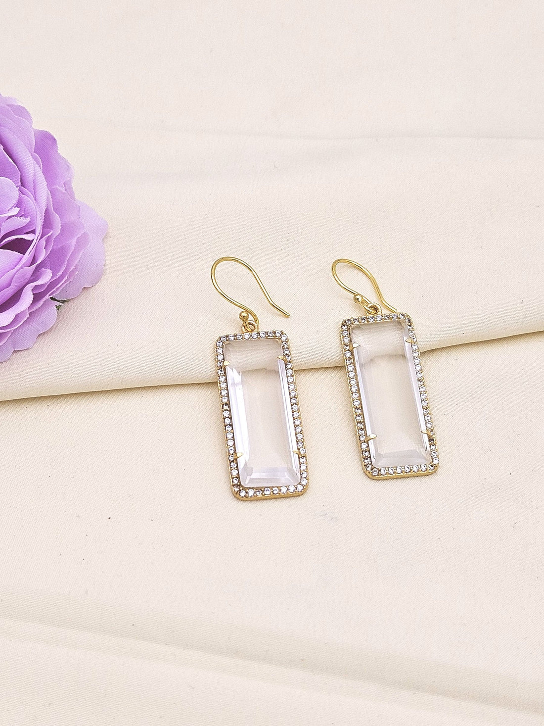 Charming Gold plated Hydro Quartz-CZ attractive Light weight Dangle Drop Earrings