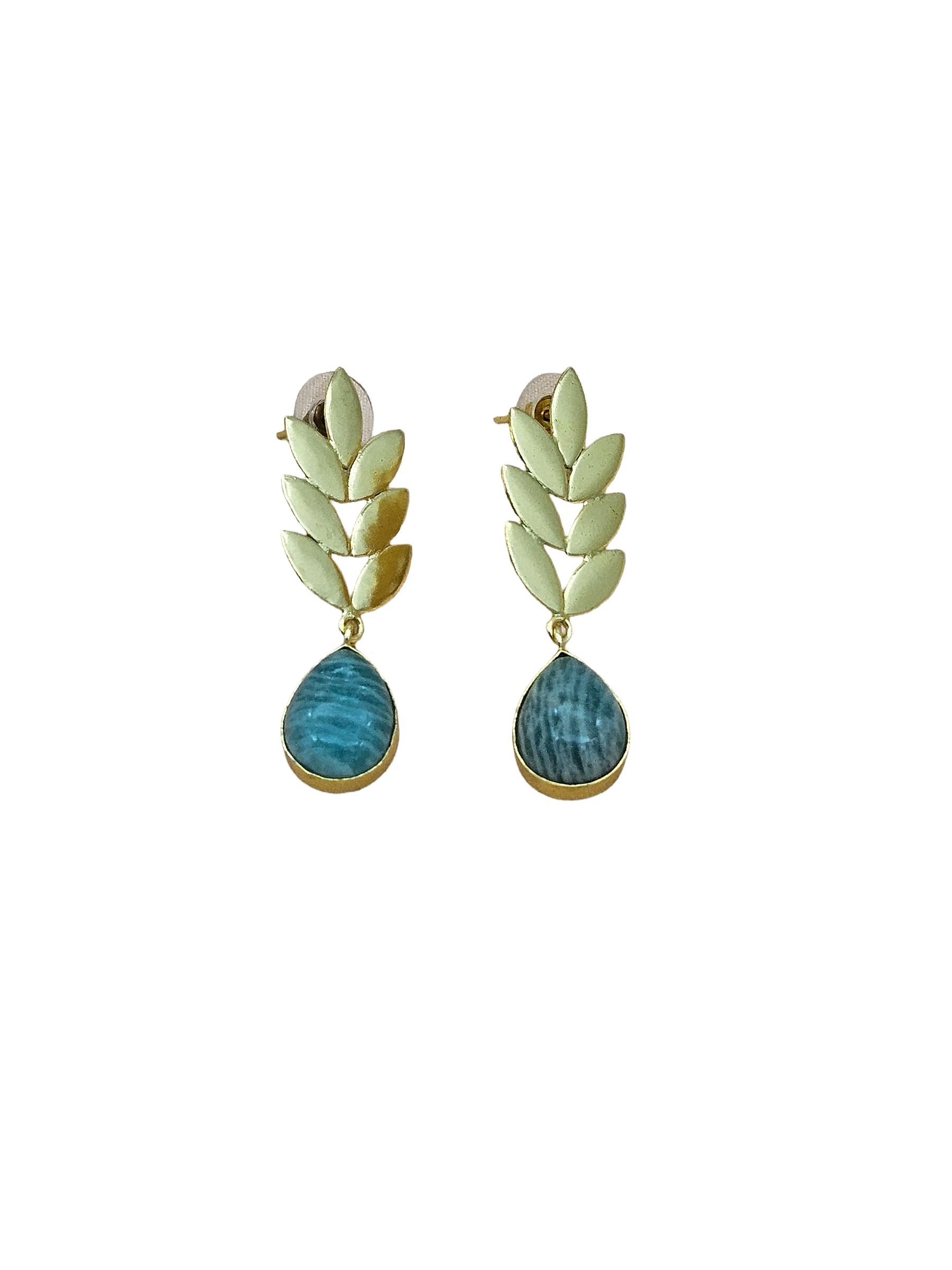 Charming Gold plated Amazonite Semi Precious Gem Stone Cute Designer light Weight Dangle Drop Earrings