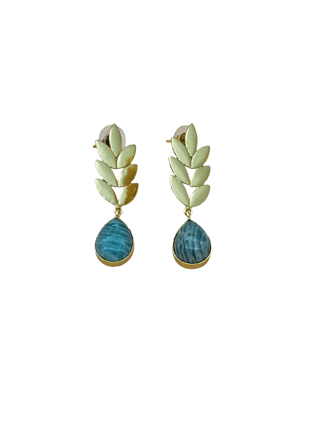 Charming Gold plated Amazonite Semi Precious Gem Stone Cute Designer light Weight Dangle Drop Earrings