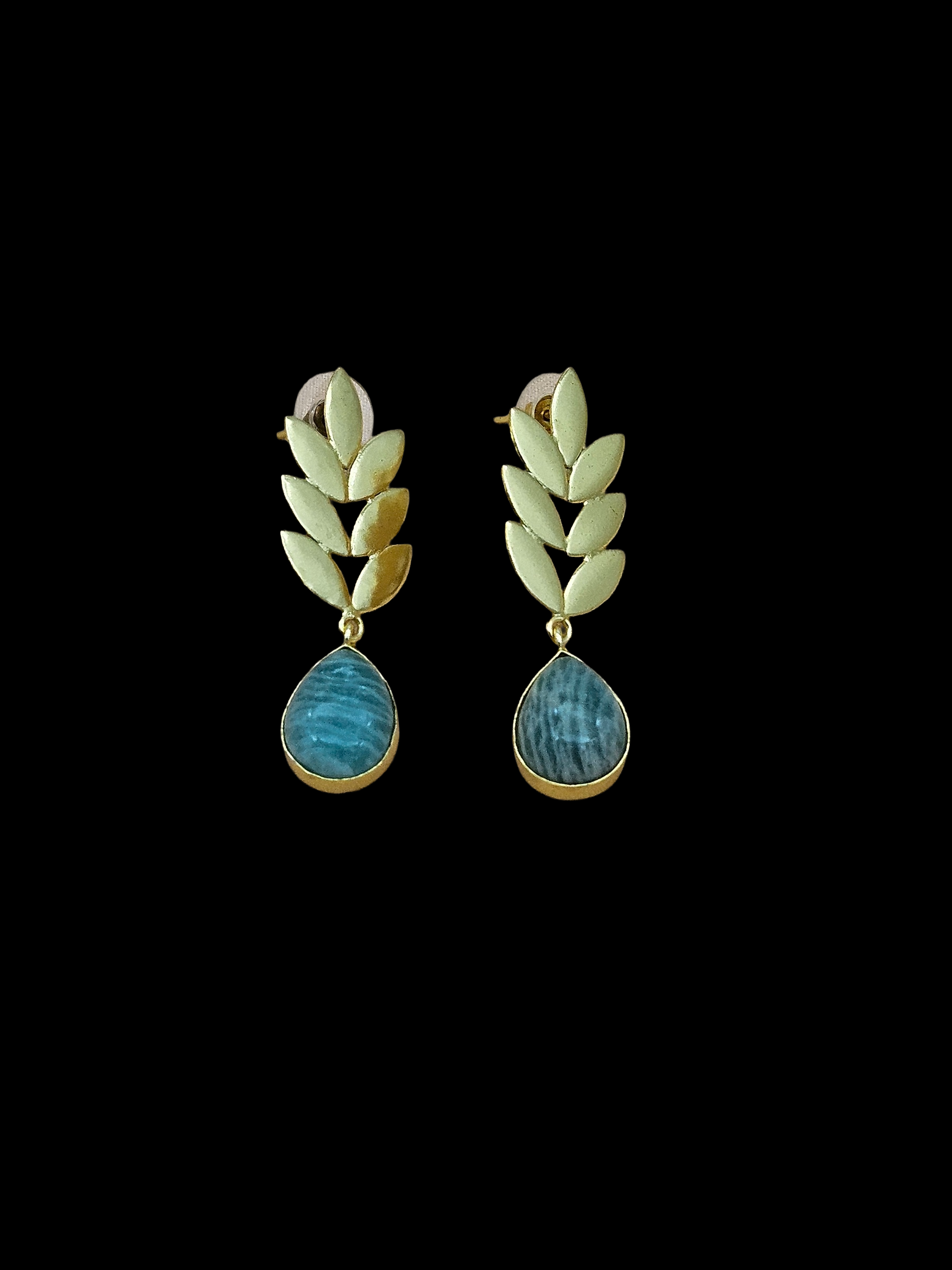 Charming Gold plated Amazonite Semi Precious Gem Stone Cute Designer light Weight Dangle Drop Earrings
