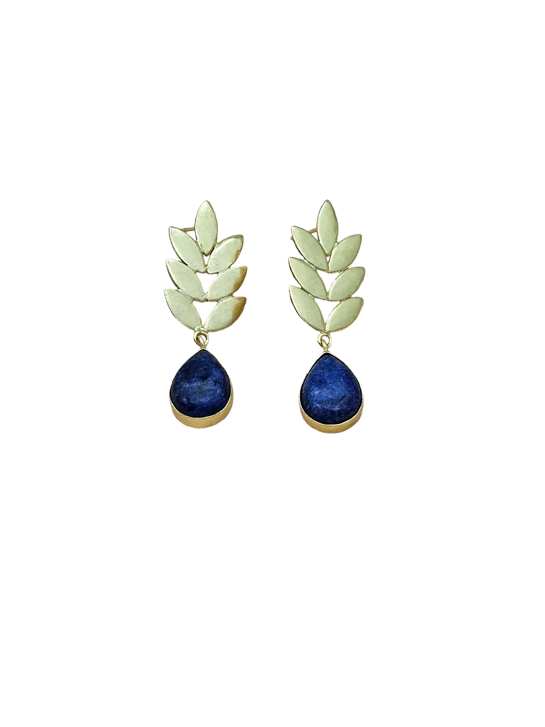 Charming Gold plated Lapis Semi Precious Gem Stone Cute Designer light Weight Dangle Drop Earrings