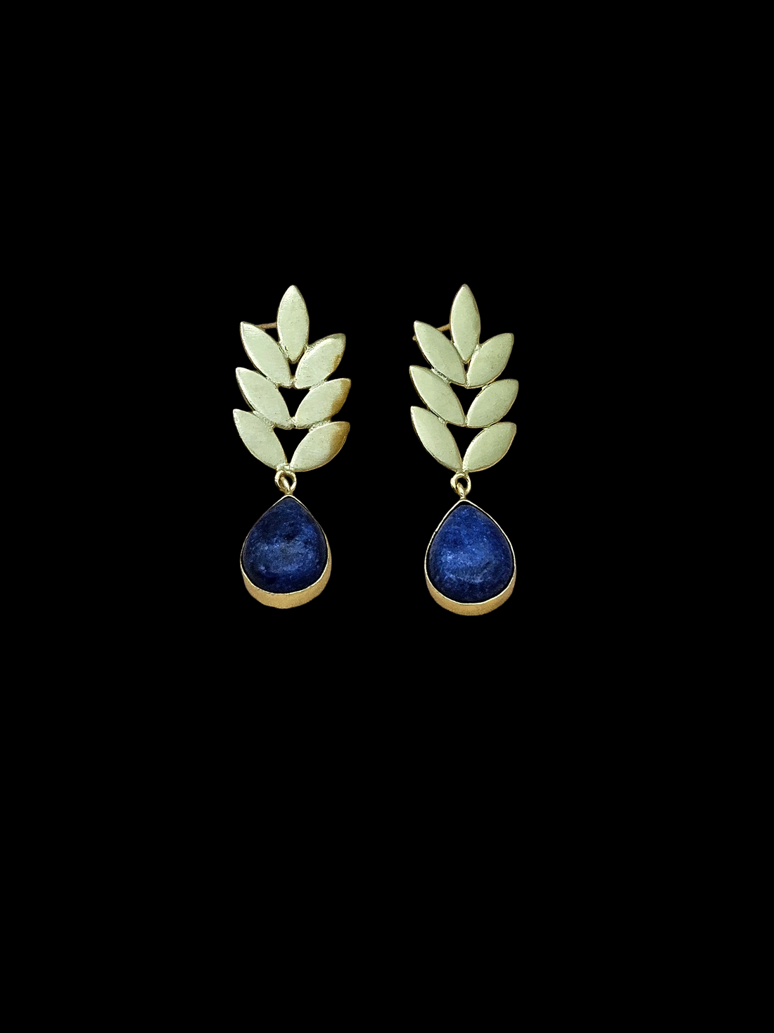 Charming Gold plated Lapis Semi Precious Gem Stone Cute Designer light Weight Dangle Drop Earrings