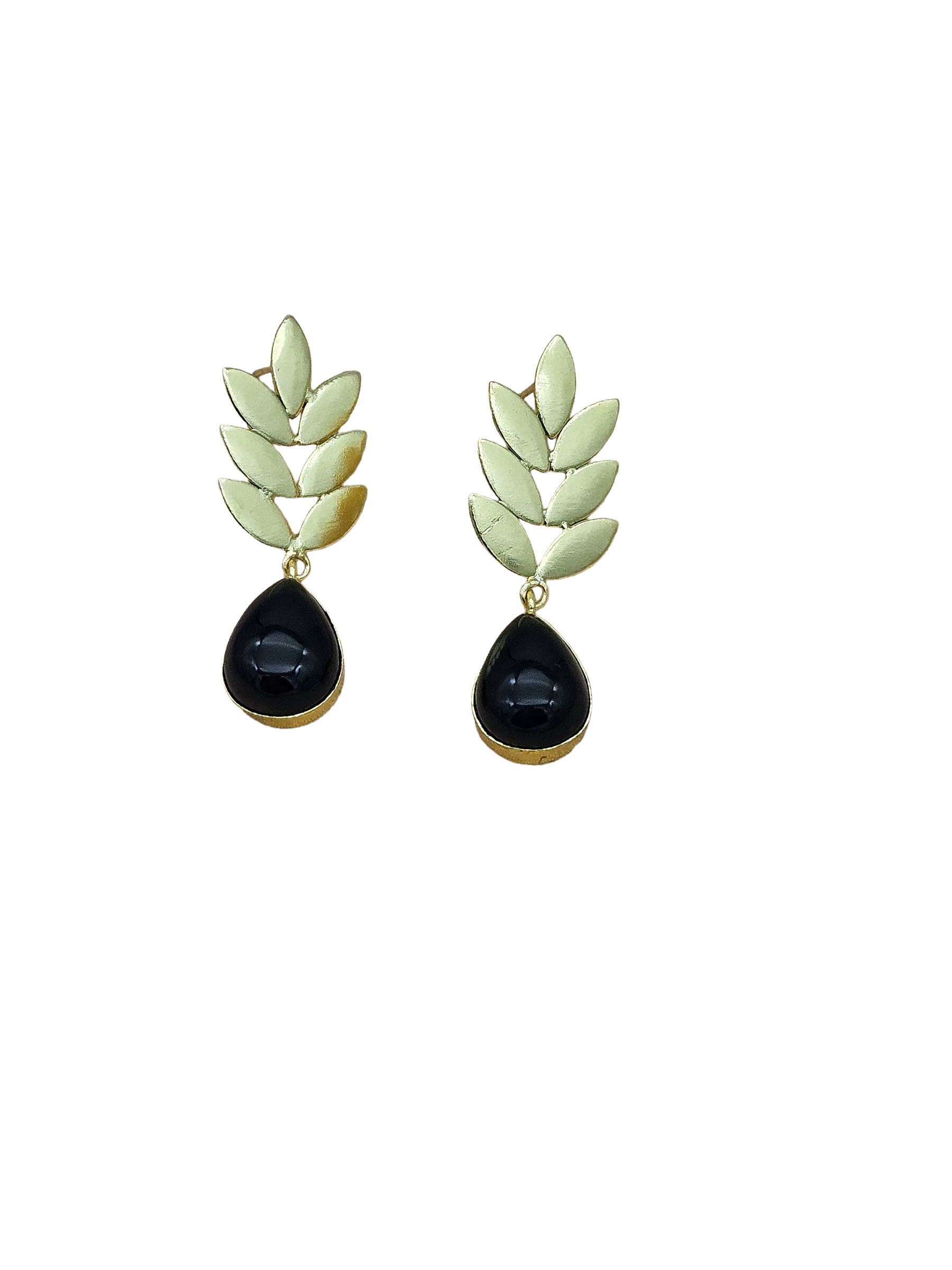 Charming Gold plated Black Onyx Semi Precious Gem Stone Cute Designer light Weight Dangle Drop Earrings