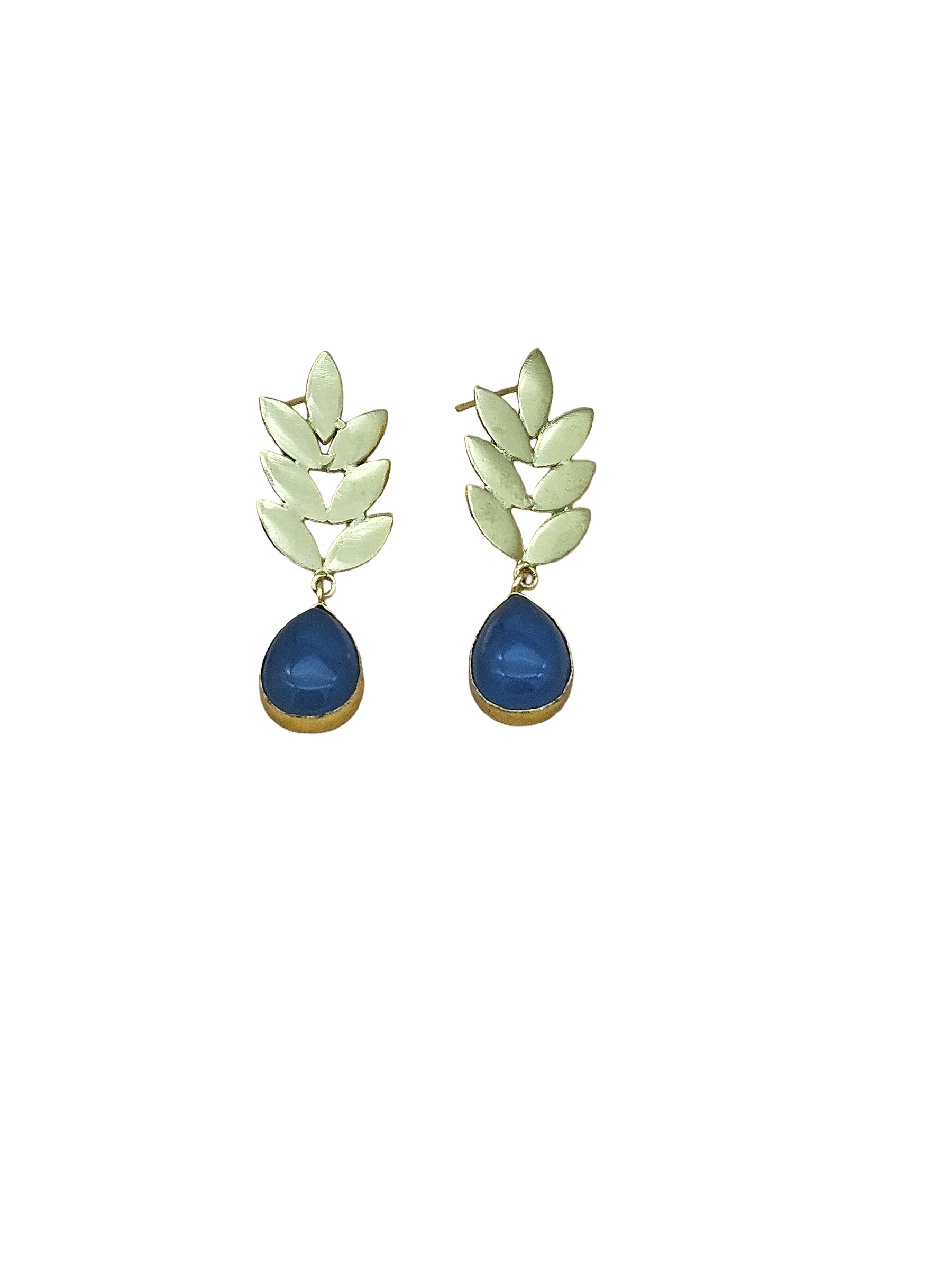 Charming Gold plated Blue Chalcedony Semi Precious Gem Stone Cute Designer light Weight Dangle Drop Earrings