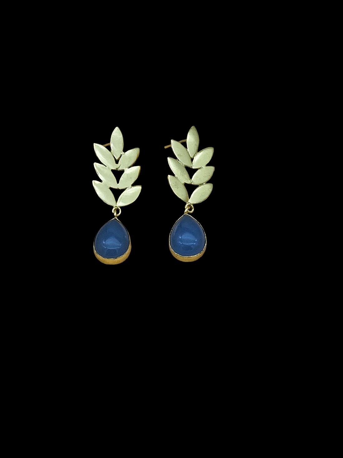 Charming Gold plated Blue Chalcedony Semi Precious Gem Stone Cute Designer light Weight Dangle Drop Earrings