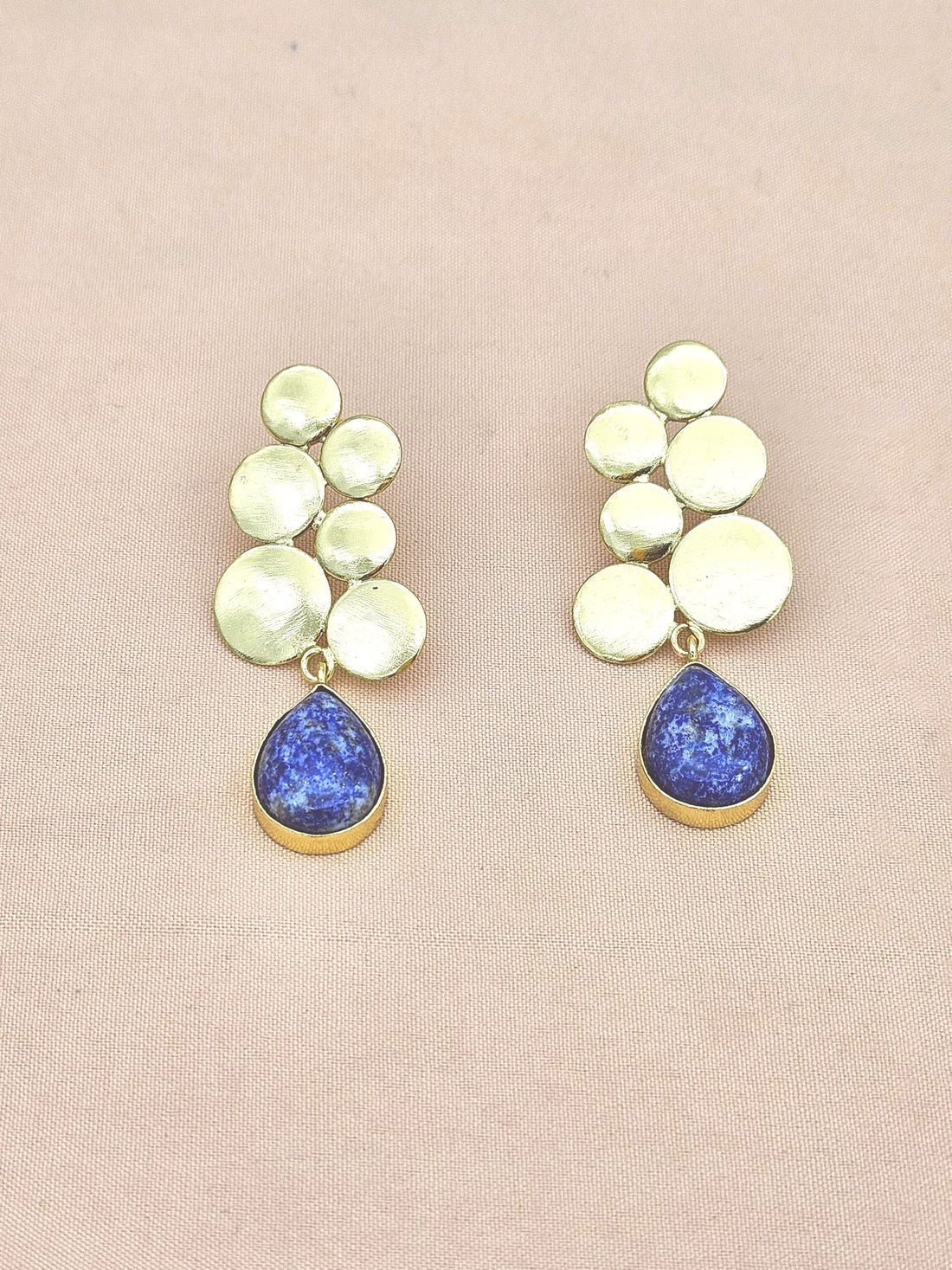 Gorgeous Gold plated Sodalite Gem Stone Designer light Weight Dangle Drop Earrings