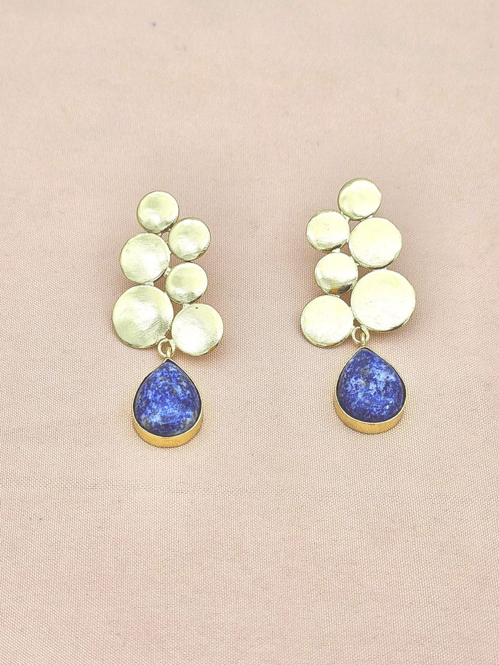 Gorgeous Gold plated Sodalite Gem Stone Designer light Weight Dangle Drop Earrings