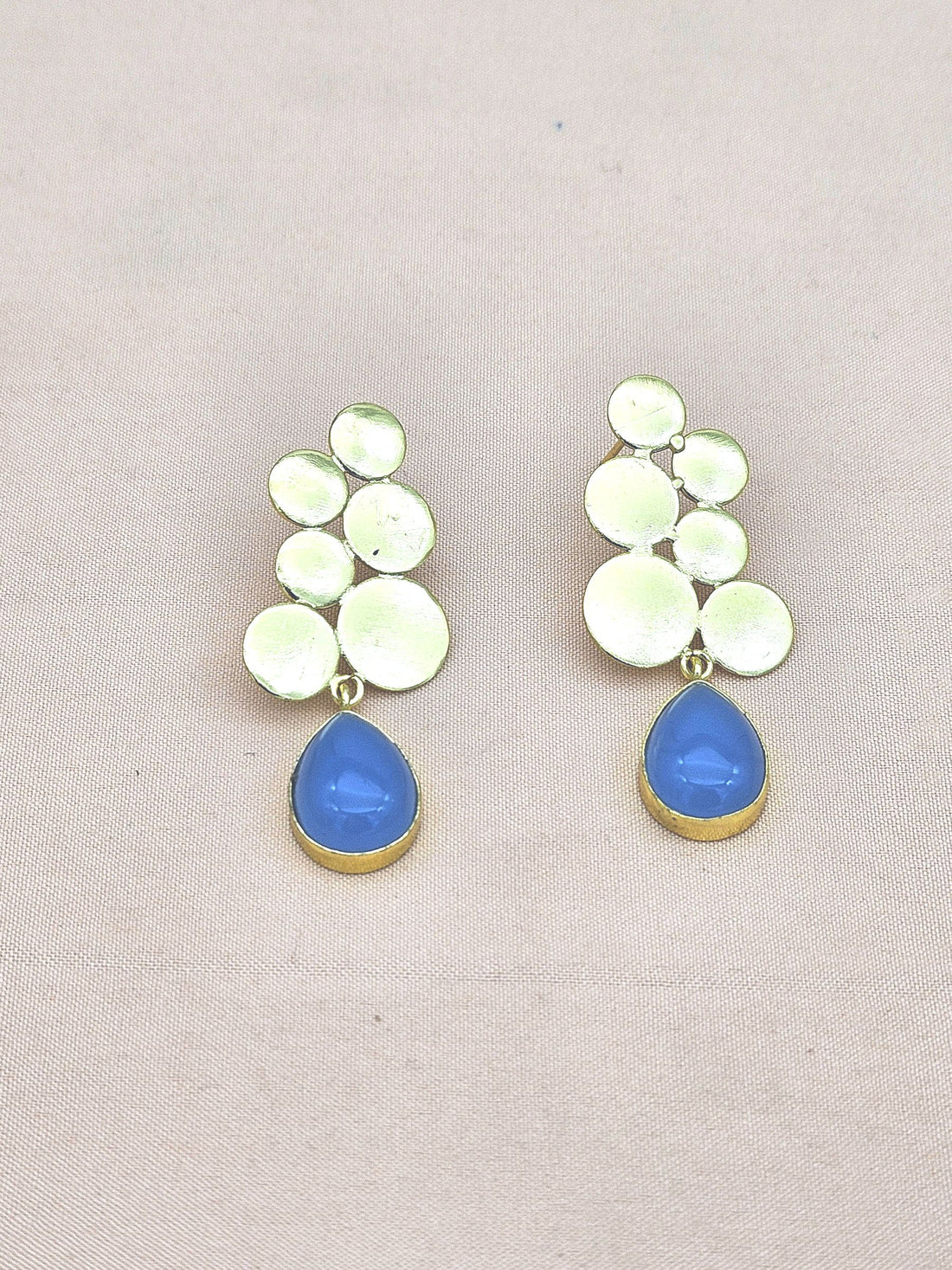 Gorgeous Gold plated Blue Chalcedony Semi Precious Gem Stone Awesome Designer light Weight Dangle Drop Earring