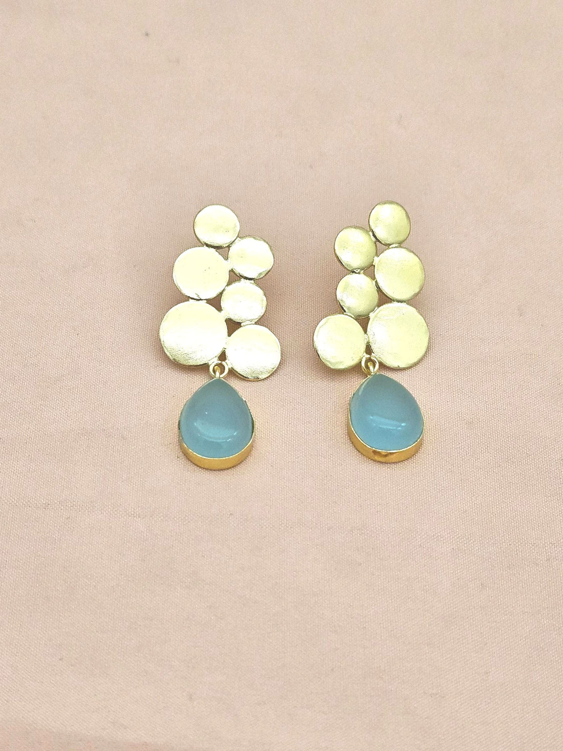 Gorgeous Gold plated Green Chalcedony Semi Precious Gem Stone Awesome Designer light Weight Dangle Drop Earring