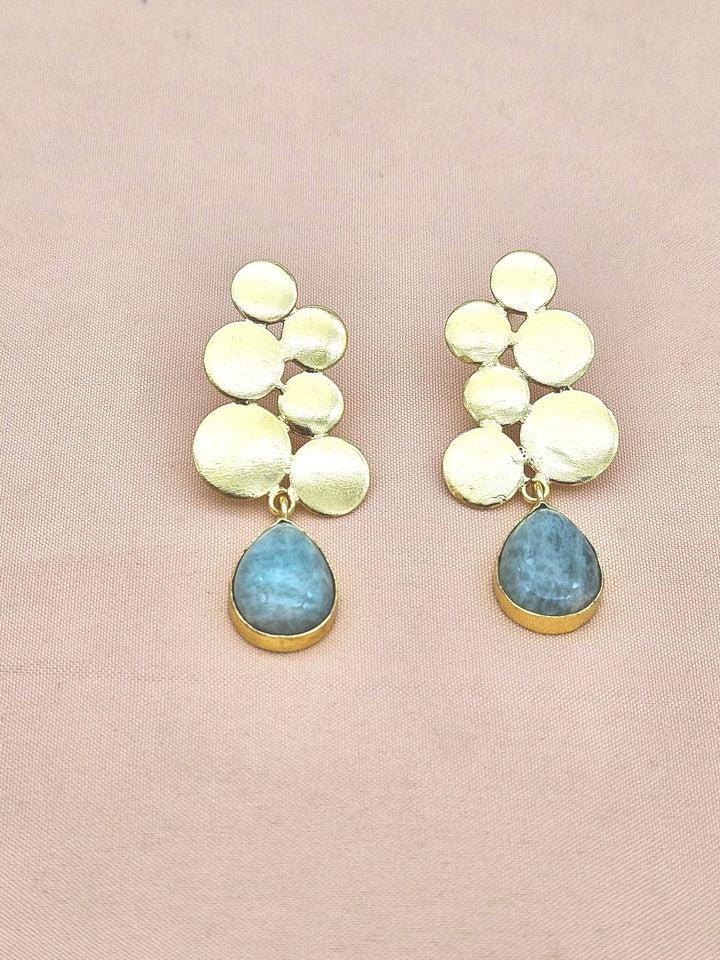 Gorgeous Gold plated Amazonite Semi Precious Gem Stone Awesome Designer light Weight Dangle Drop Earrings