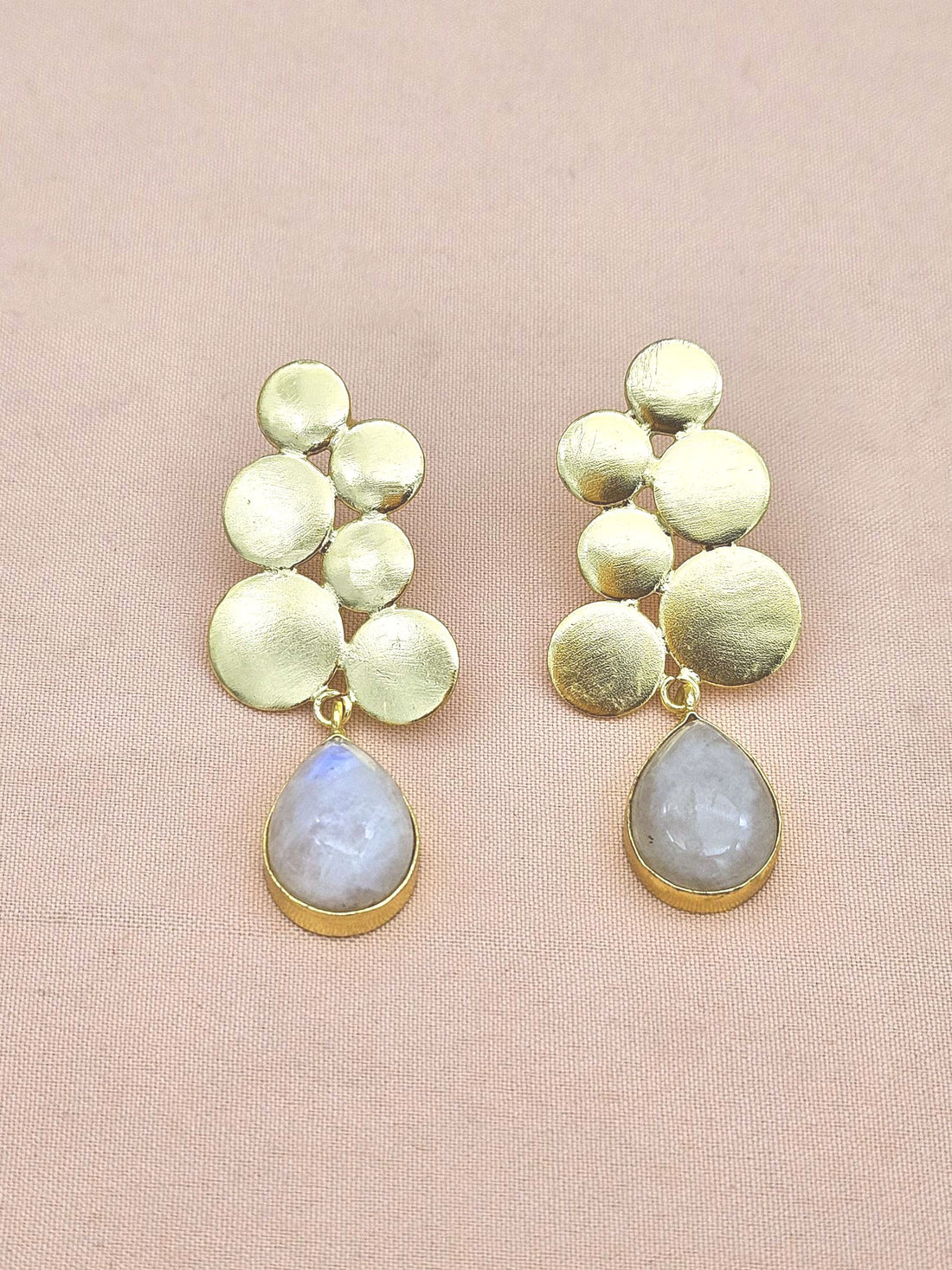 Gorgeous Gold plated White Rainbow Gem Stone Designer light Weight Dangle Drop Earrings