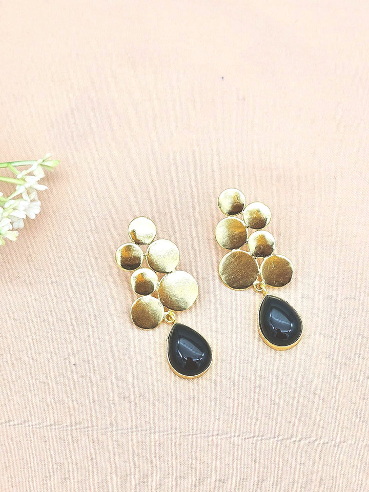 Gorgeous Gold plated White Green Onyx Gem Stone Designer light Weight Dangle Drop Earrings