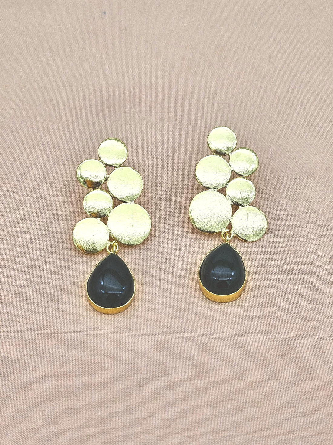 Gorgeous Gold plated White Green Onyx Gem Stone Designer light Weight Dangle Drop Earrings