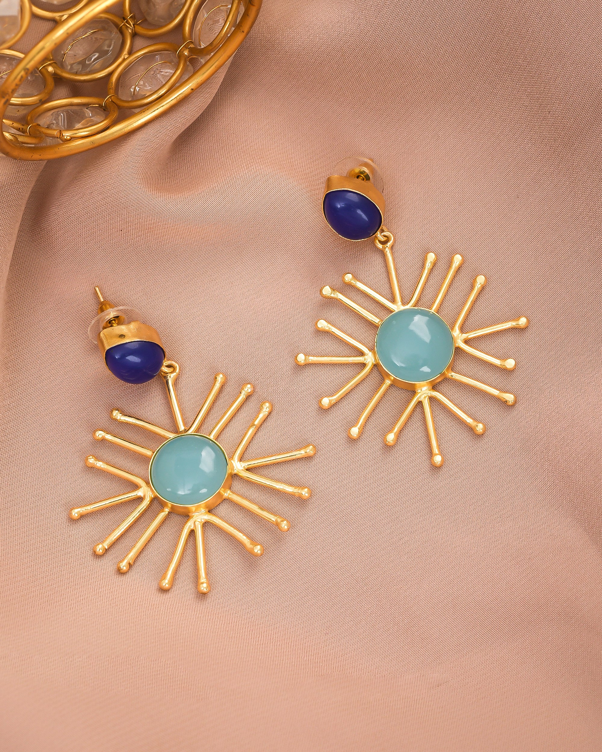 Awesome designer antique gold dangle earrings with charming traditional design – perfect for ethnic wear
