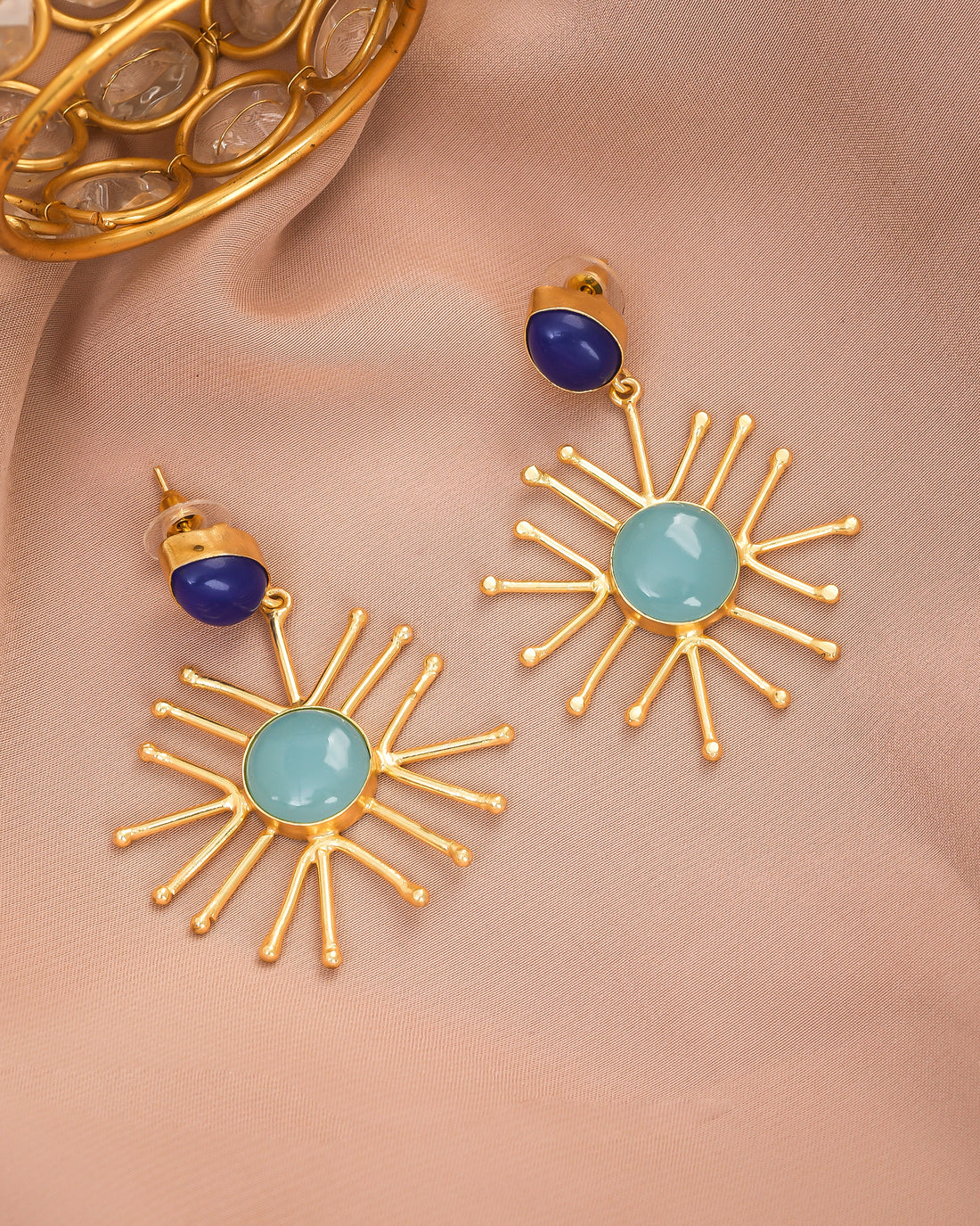 Awesome designer antique gold dangle earrings with charming traditional design – perfect for ethnic wear
