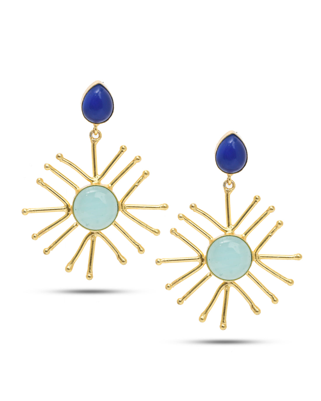 Designer antique gold dangle earrings with a charming traditional pattern, ideal for ethnic wear
