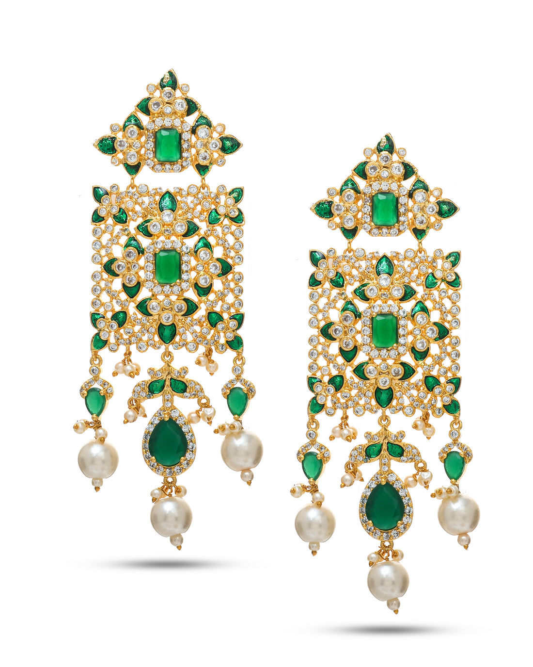 Stylish antique gold dangle earrings with an artistic design, elegant drop style for women
