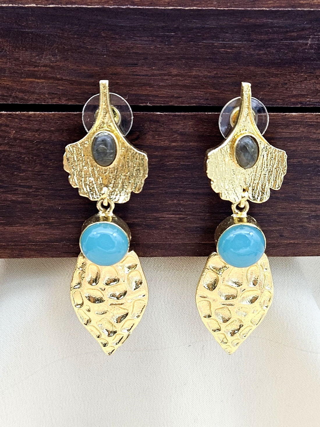 Gorgeous Gold plated Labradorite Chalcedony  Charming Designer Dangle Drop Earrings