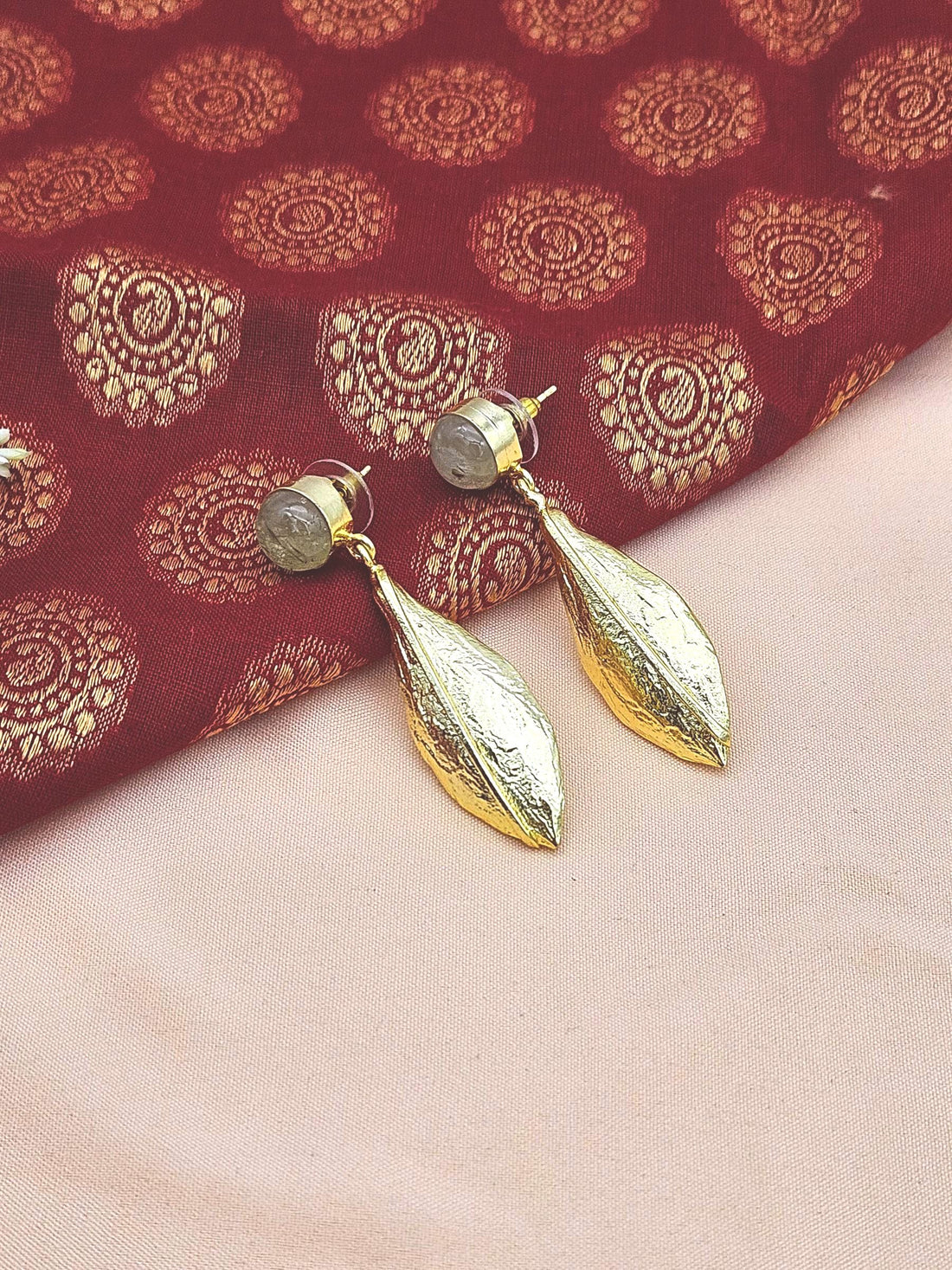 Gorgeous Handcrafted  Gold plated Prehnite Charming Designer Dangle Drop Earrings