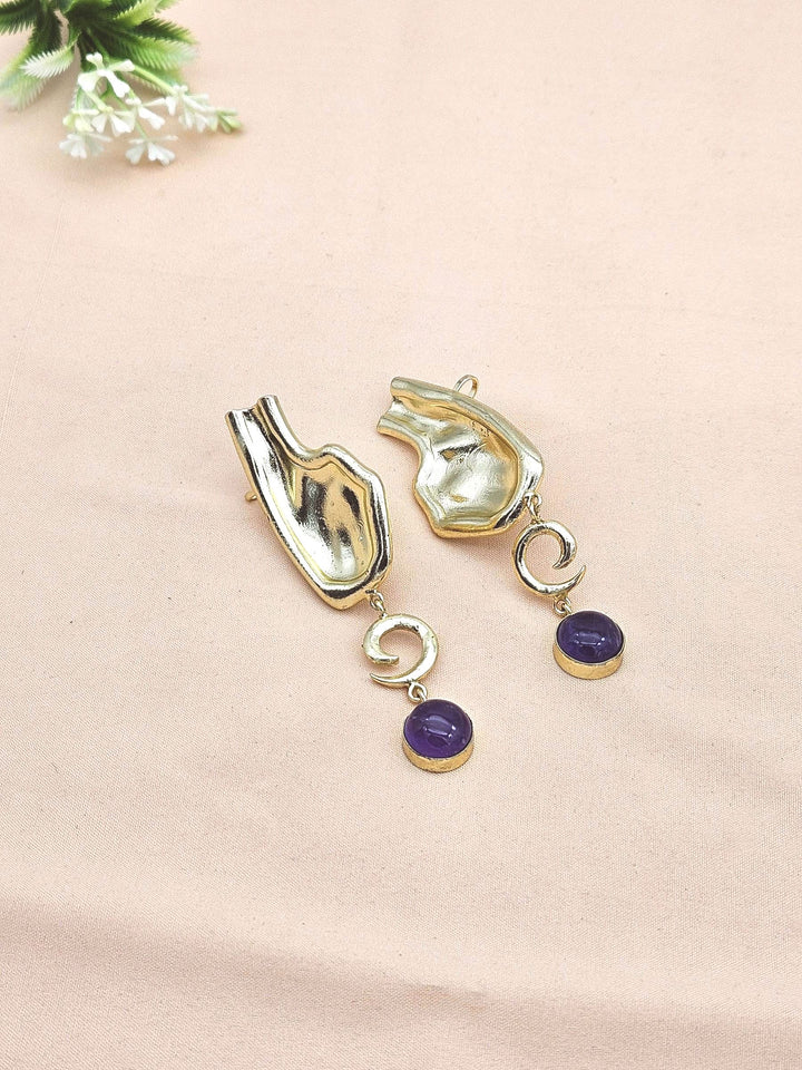 Charming 18 Ct Gold Plated Ear-Climber Earring - Amethyst Gemstone Handcrafted Jewelry