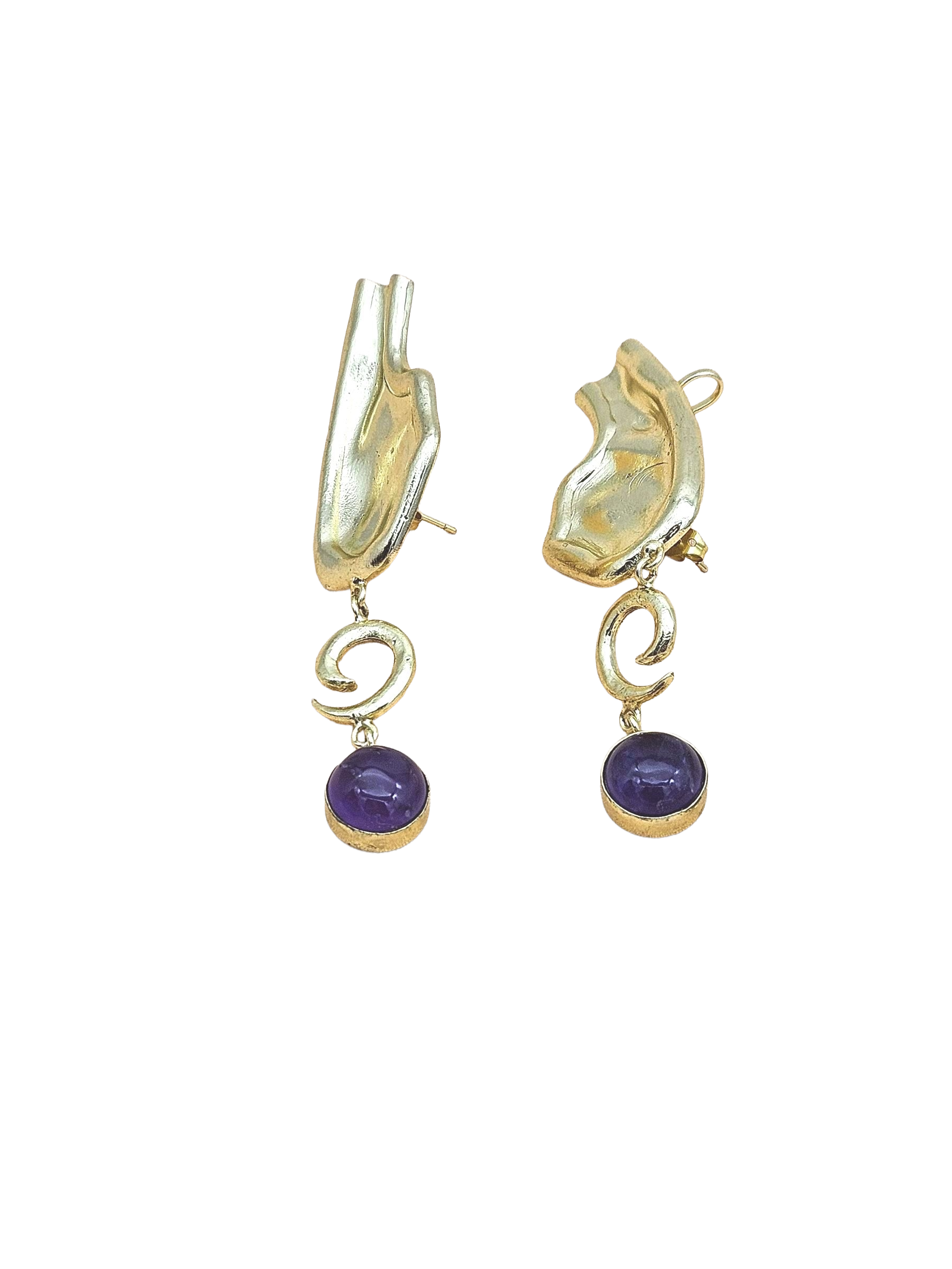 Charming 18 Ct Gold Plated Ear-Climber Earring - Amethyst Gemstone Handcrafted Jewelry