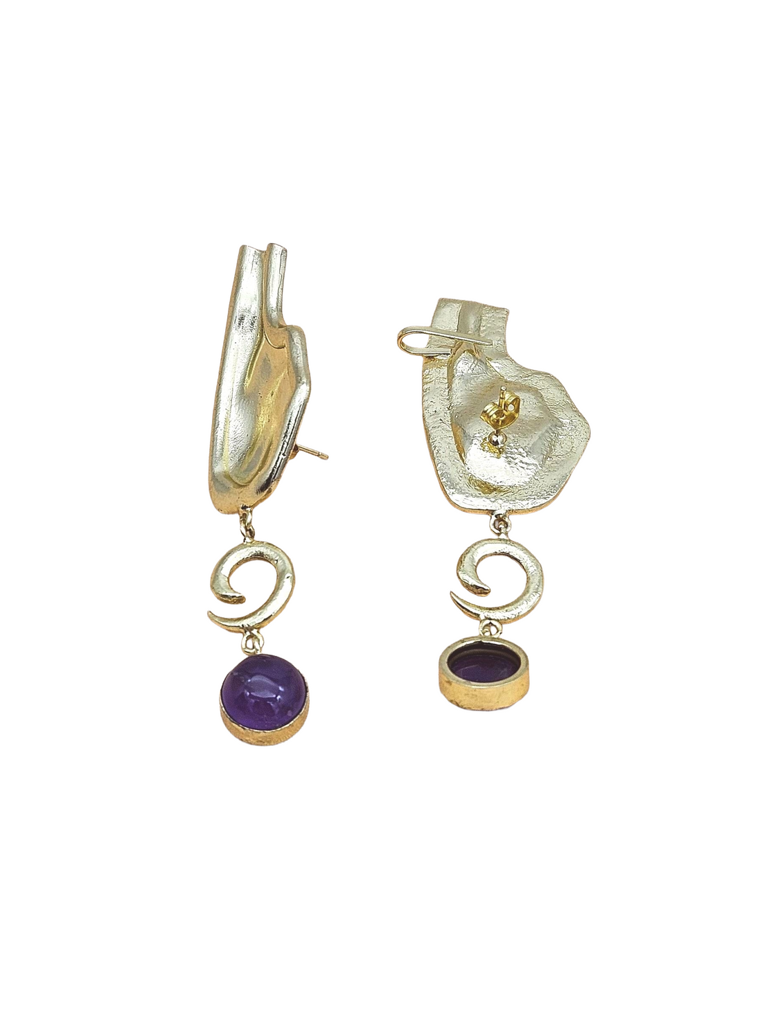 Charming 18 Ct Gold Plated Ear-Climber Earring - Amethyst Gemstone Handcrafted Jewelry